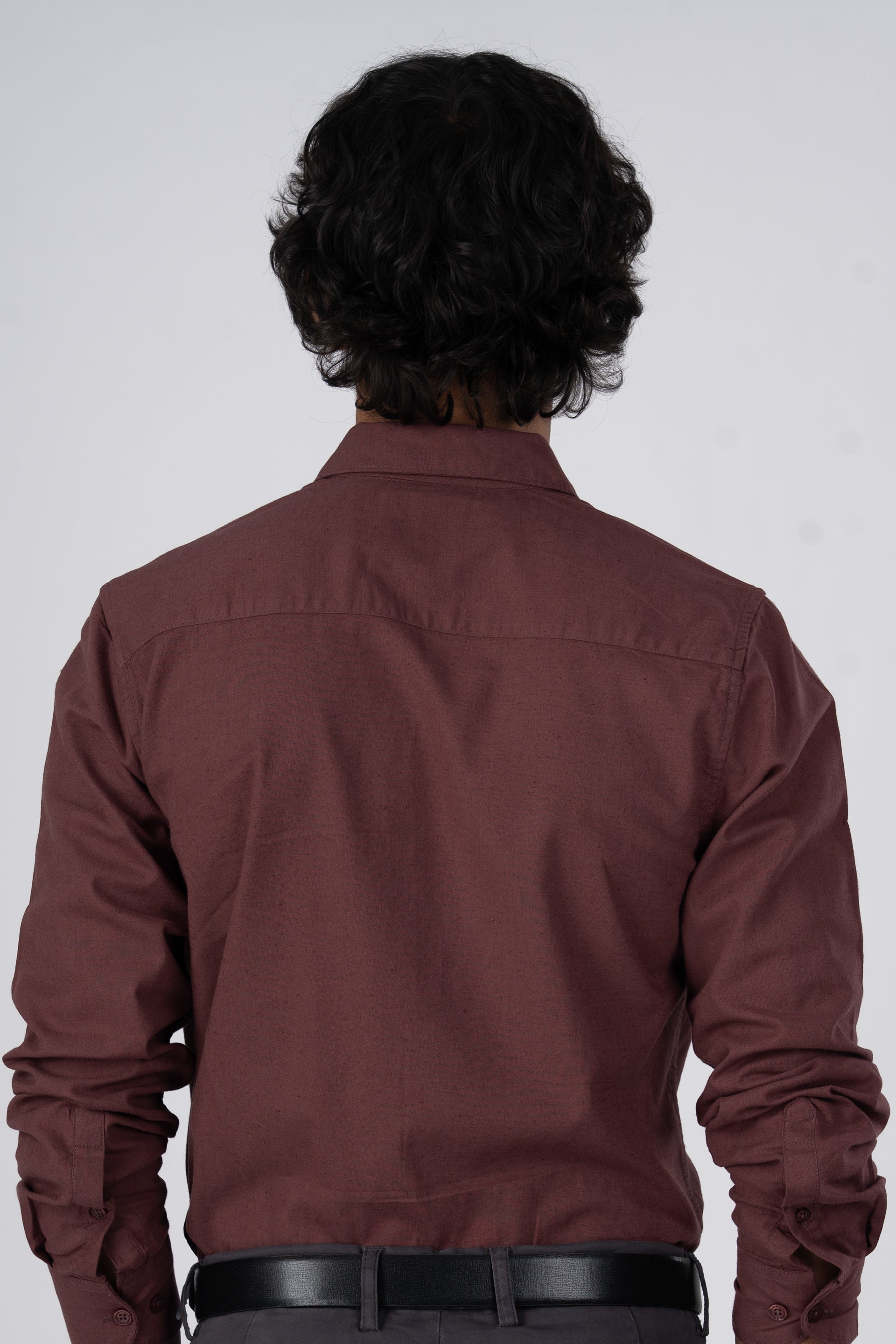 Premium Linen Griege Shirt In Peach