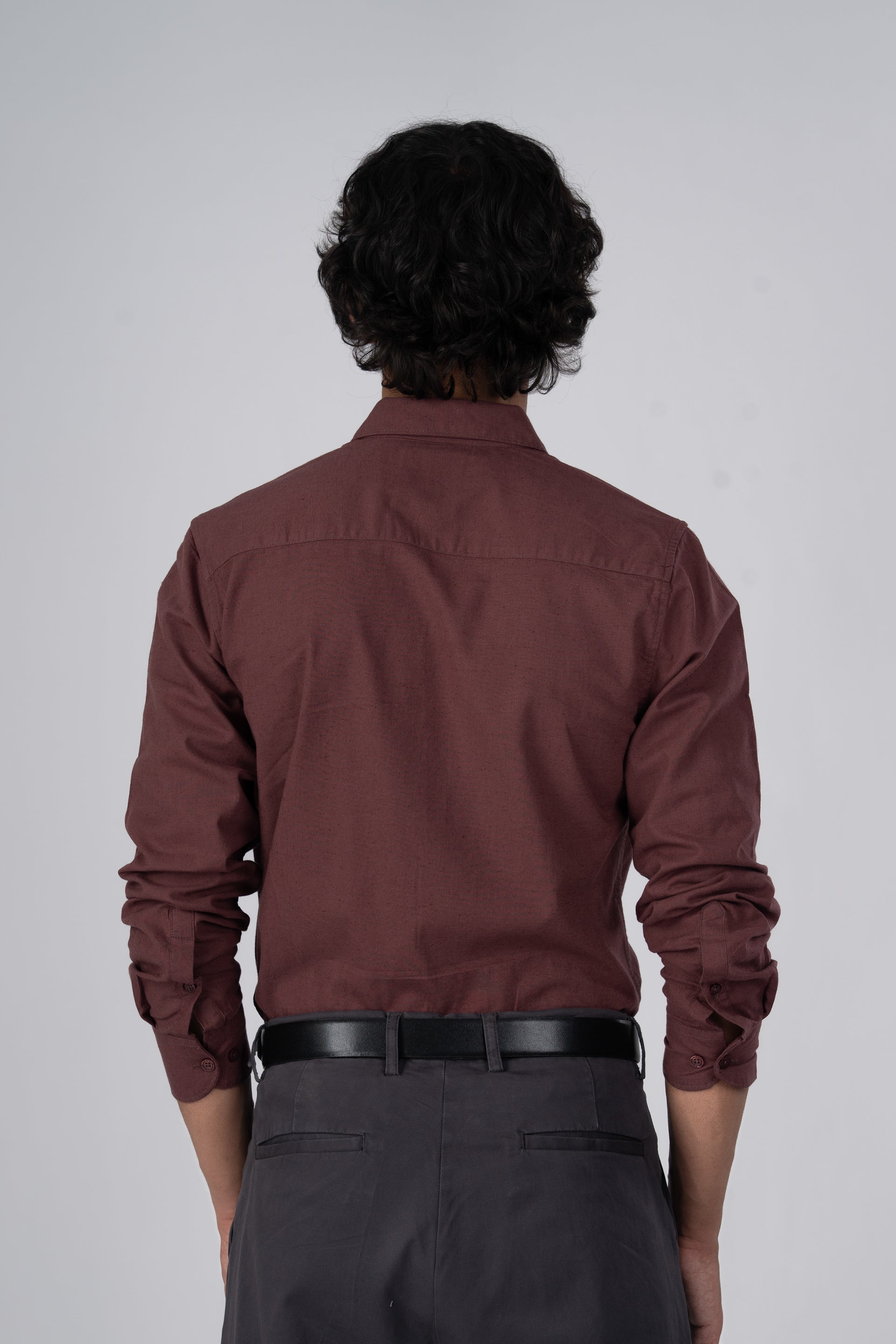 Premium Linen Griege Shirt In Peach