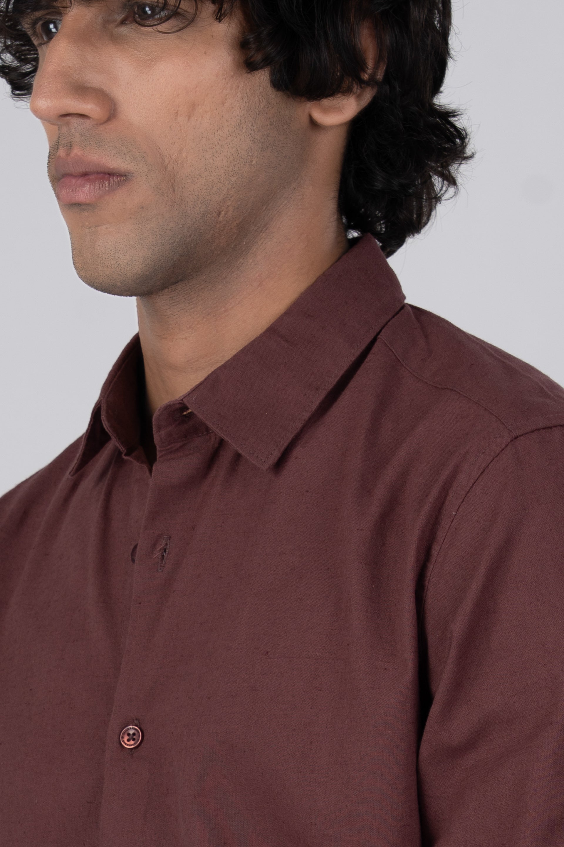 Premium Linen Griege Shirt In Peach