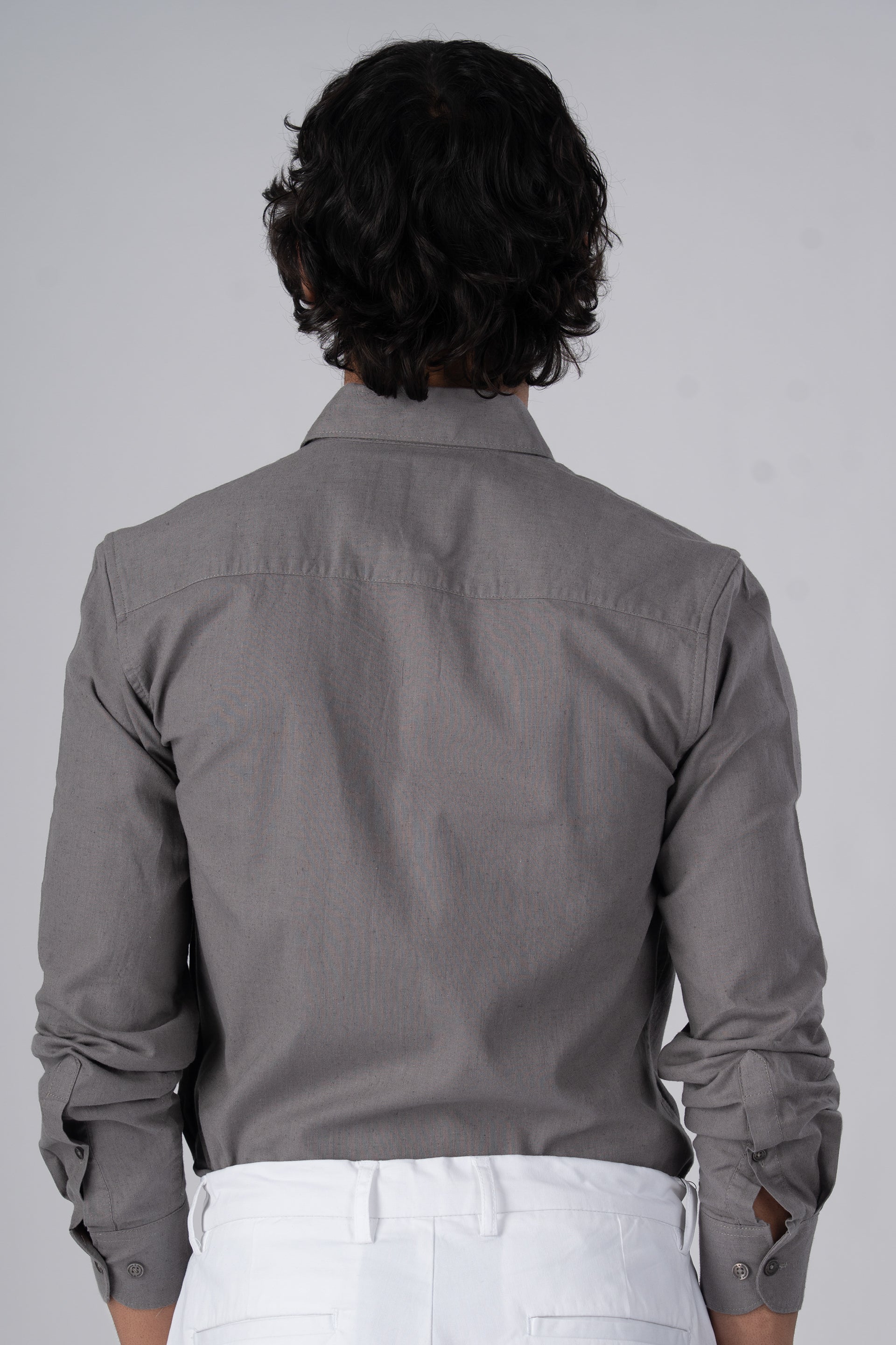 Premium Linen Griege Shirt In Grey