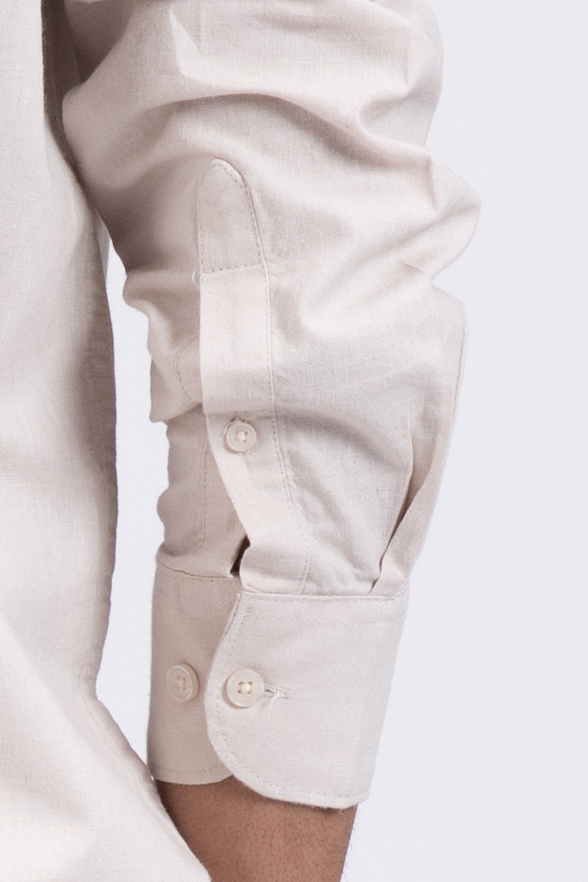 Premium Linen Griege Shirt In Cream