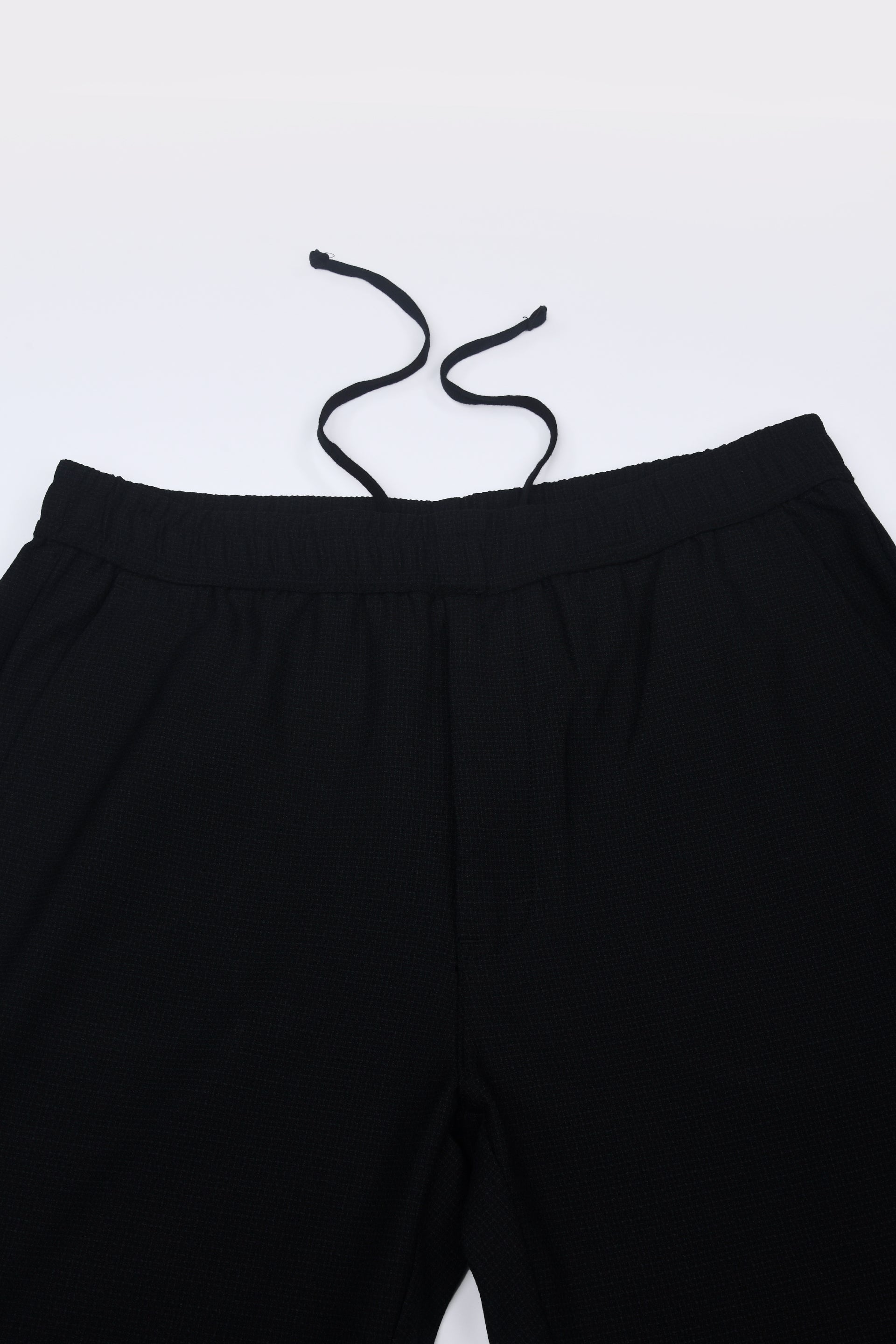 EASY IRON TEXTURED FLEXIWAIST TAILORED TROUSERS IN BLACK