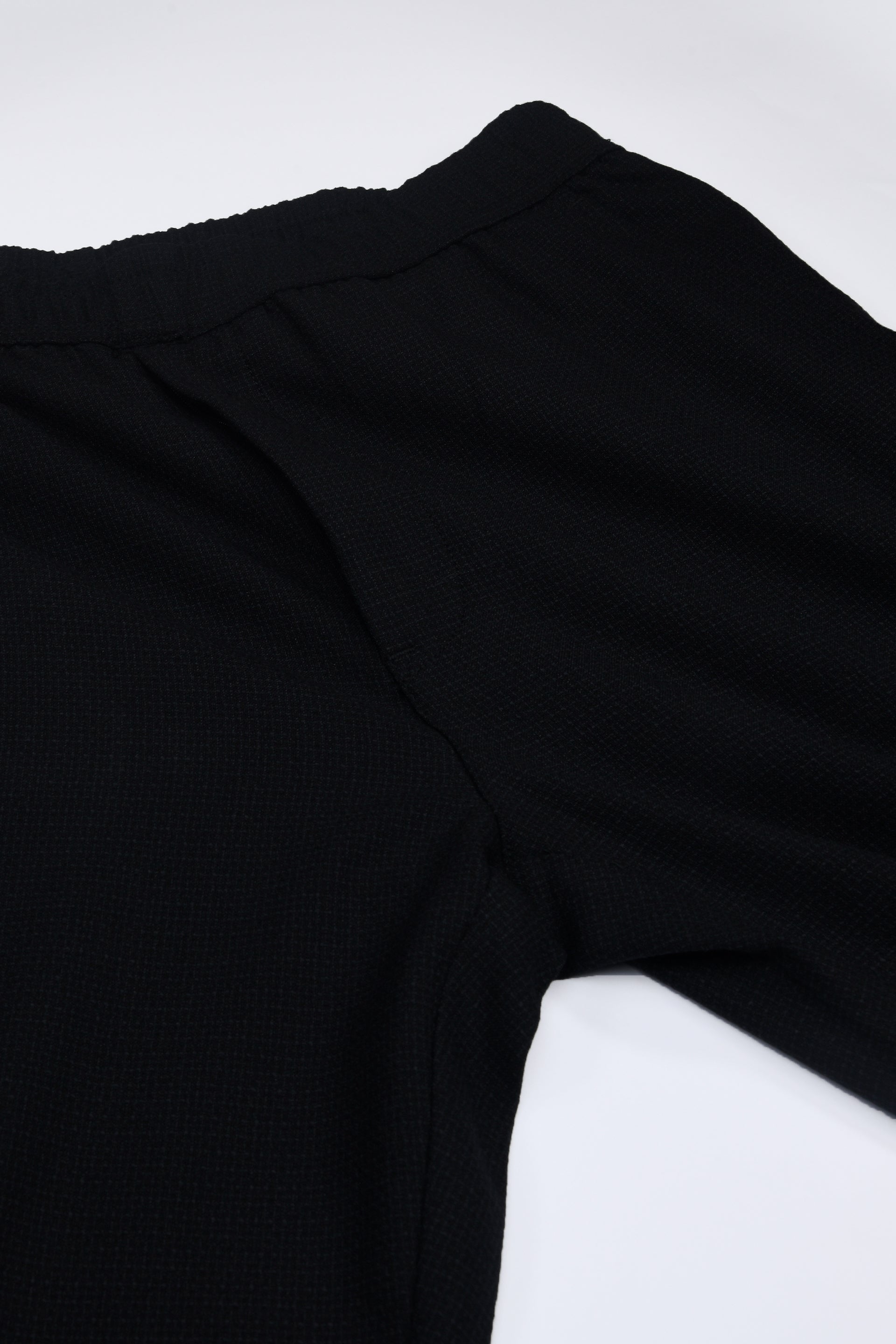 EASY IRON TEXTURED FLEXIWAIST TAILORED TROUSERS IN BLACK