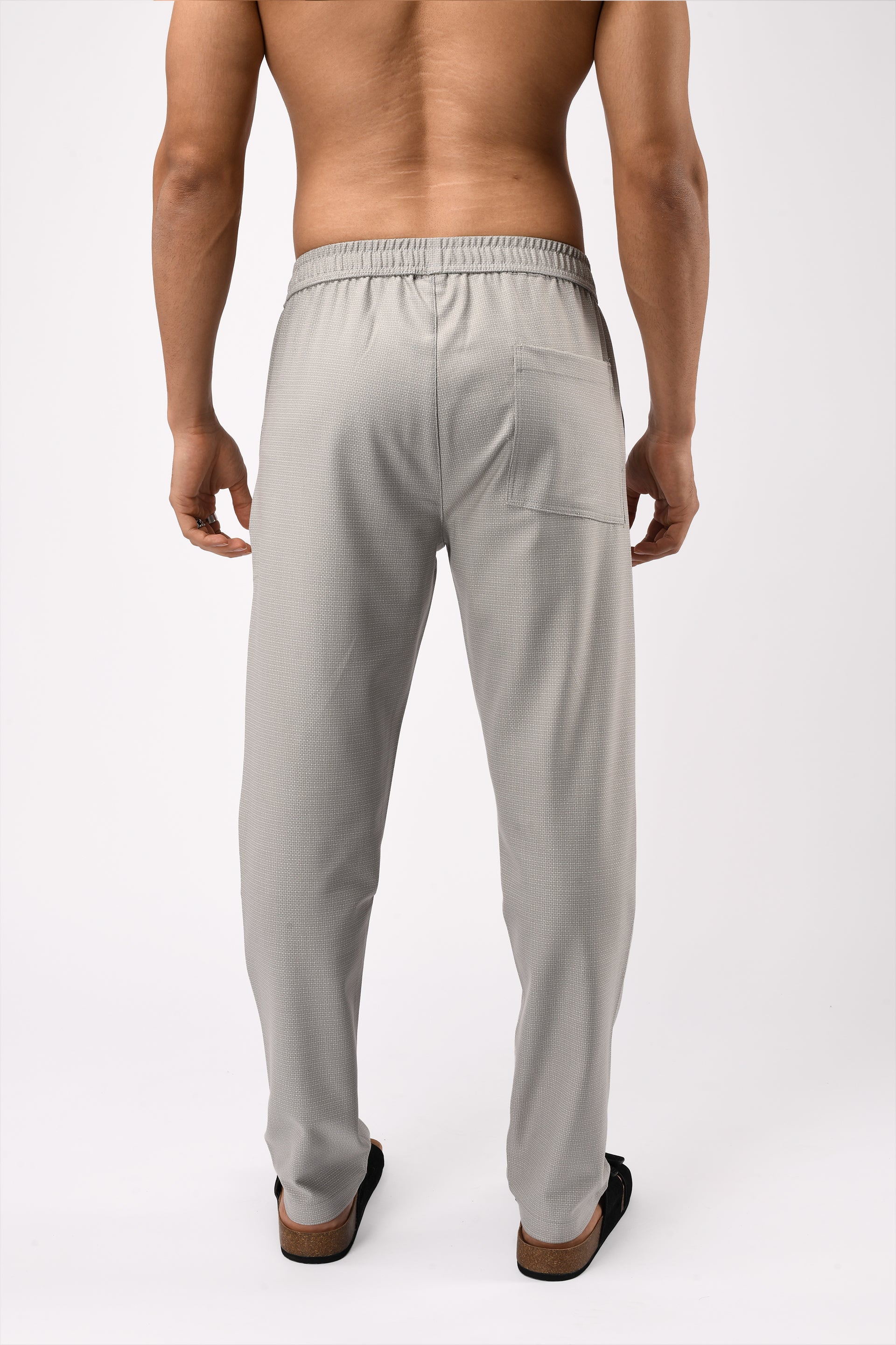 EASY IRON TEXTURED FLEXIWAIST TAILORED TROUSERS IN GREY
