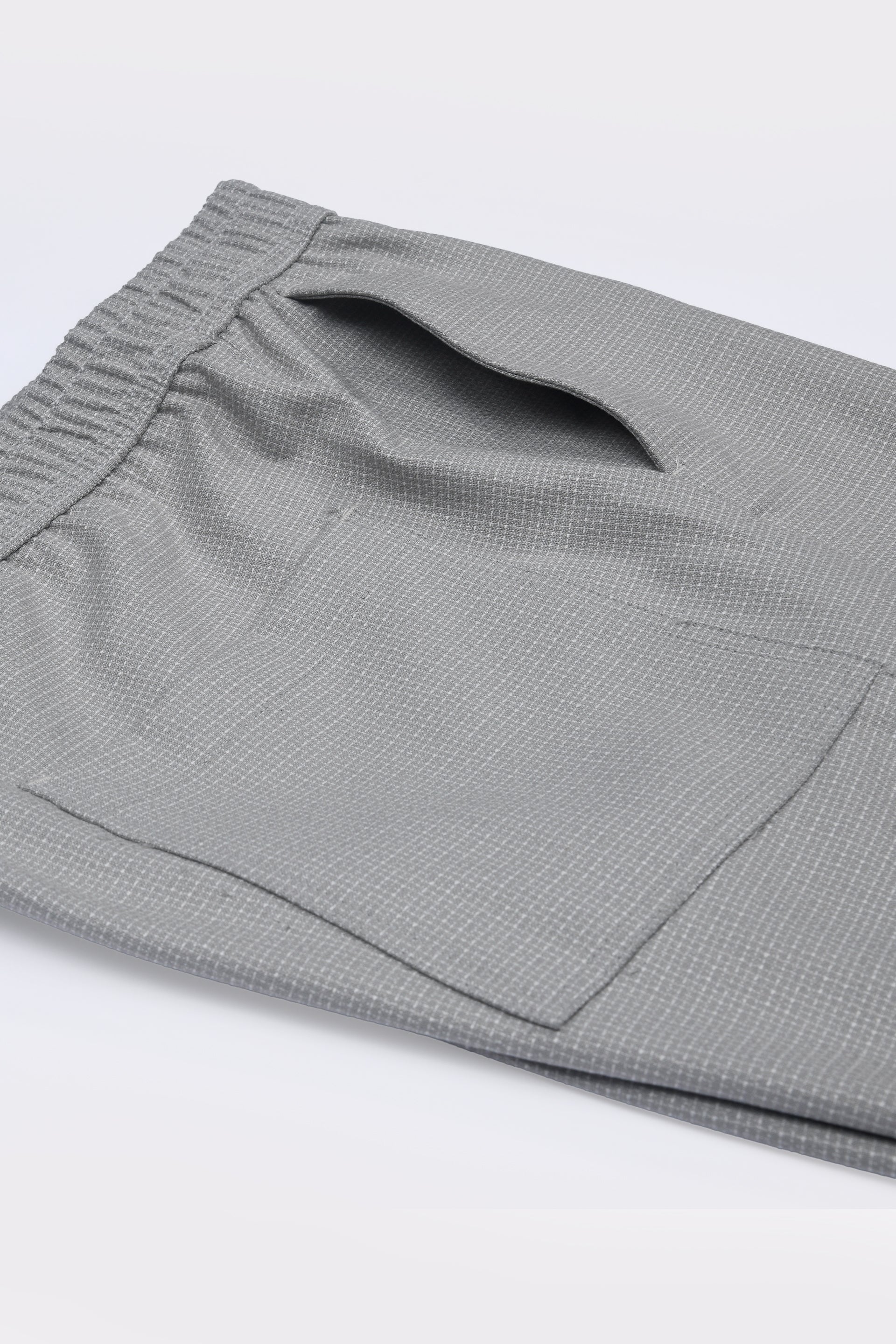 EASY IRON TEXTURED FLEXIWAIST TAILORED TROUSERS IN GREY