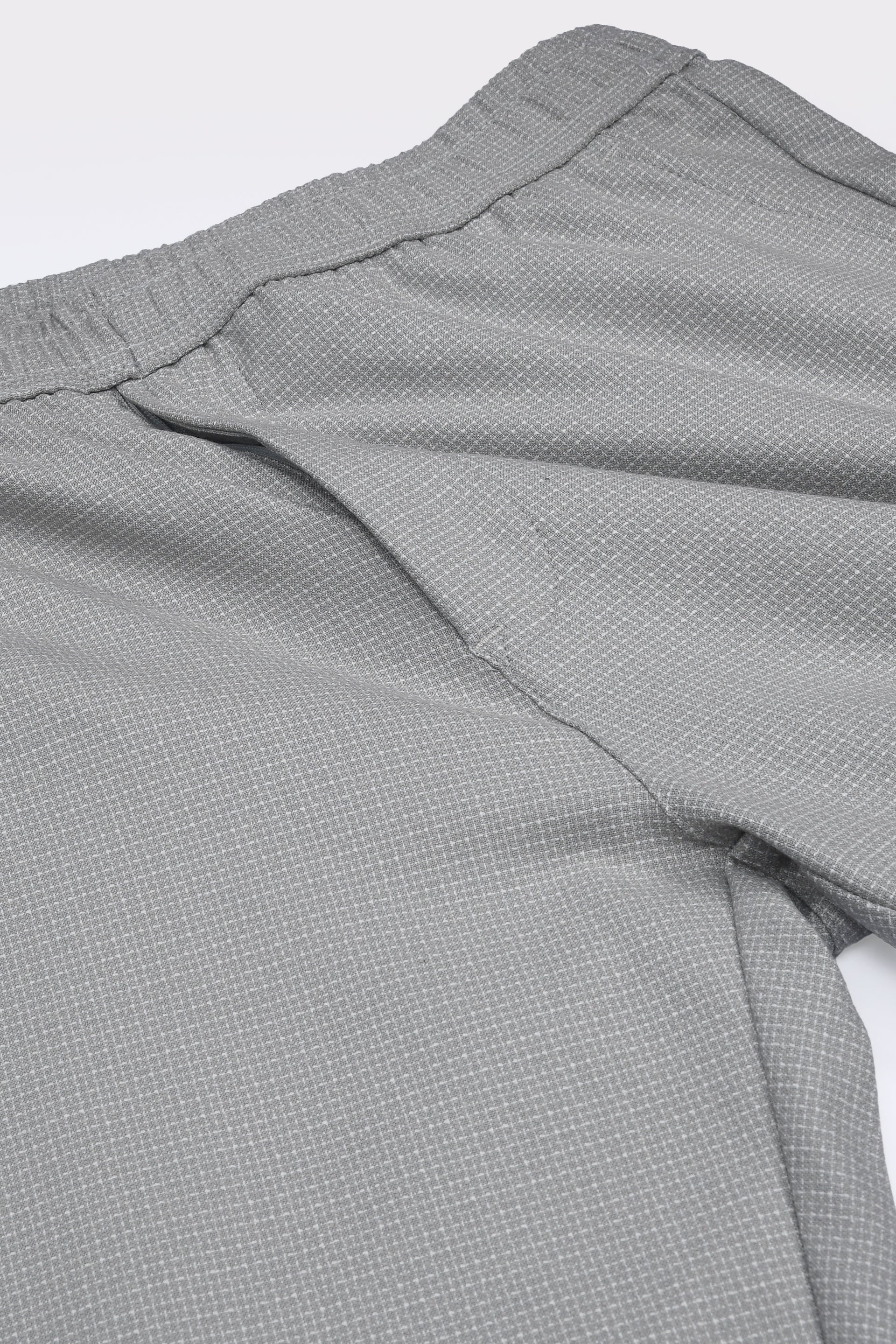 EASY IRON TEXTURED FLEXIWAIST TAILORED TROUSERS IN GREY
