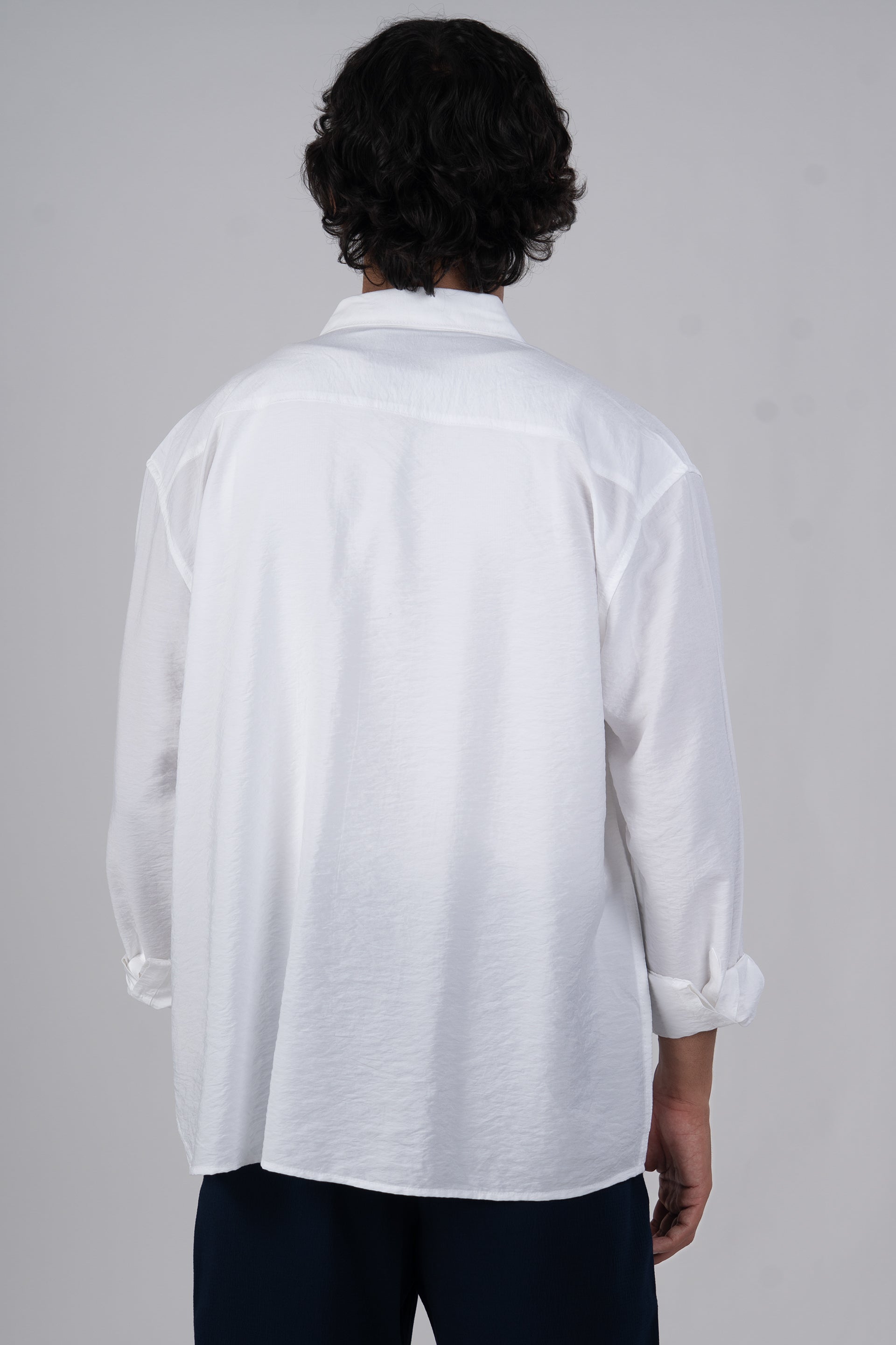 Soft Nylon Relaxed Shirt In White