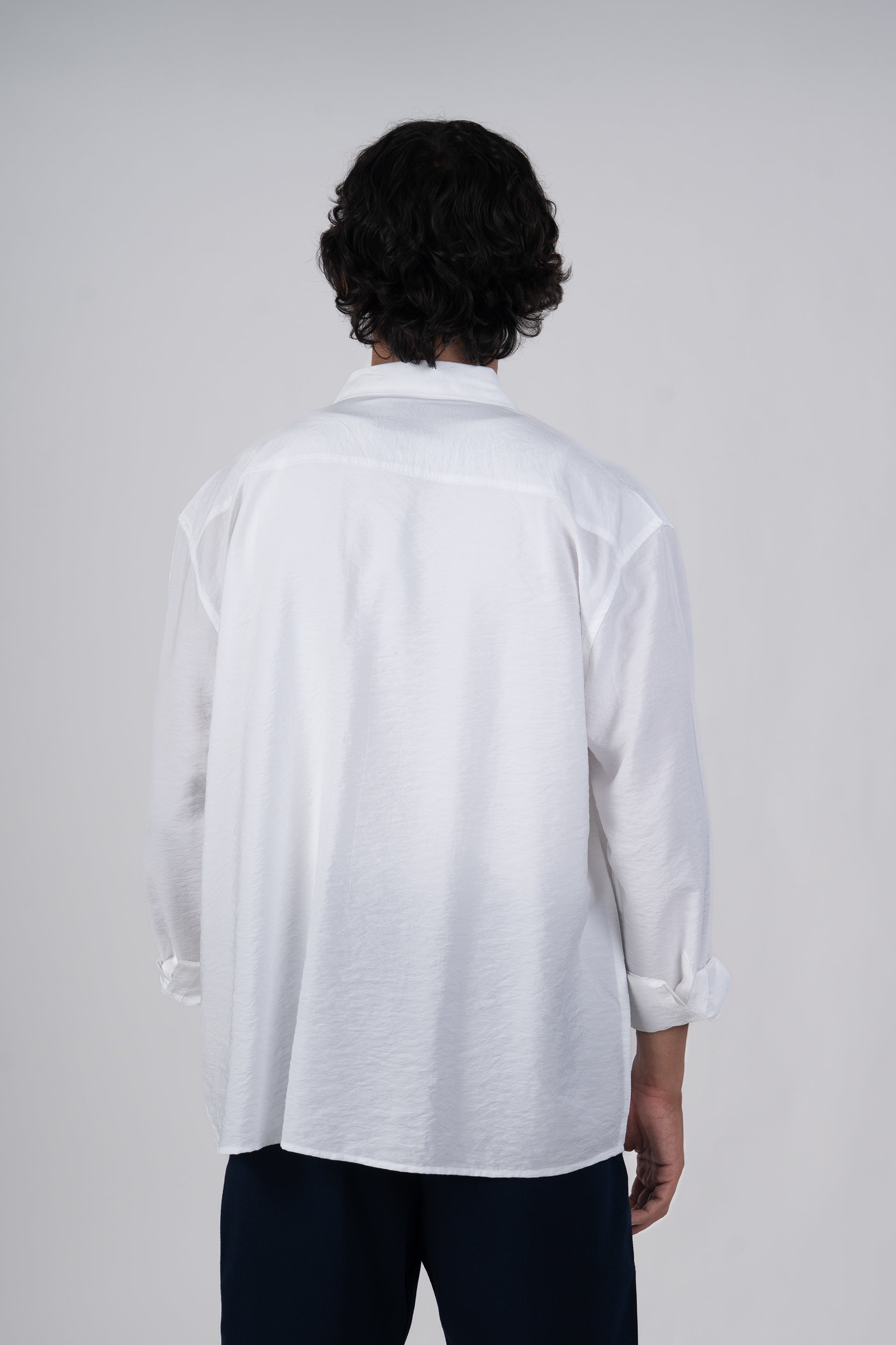 Soft Nylon Relaxed Shirt In White
