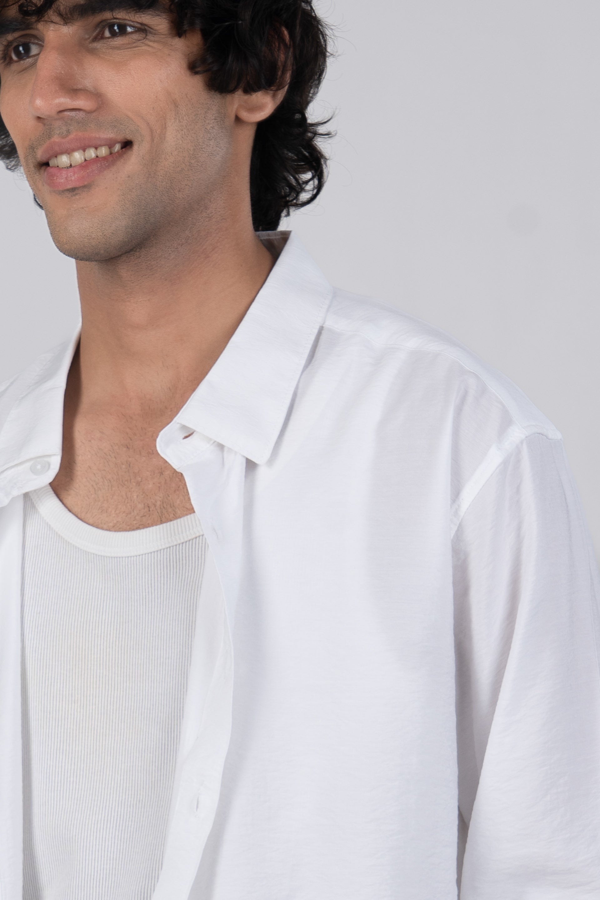 Soft Nylon Relaxed Shirt In White