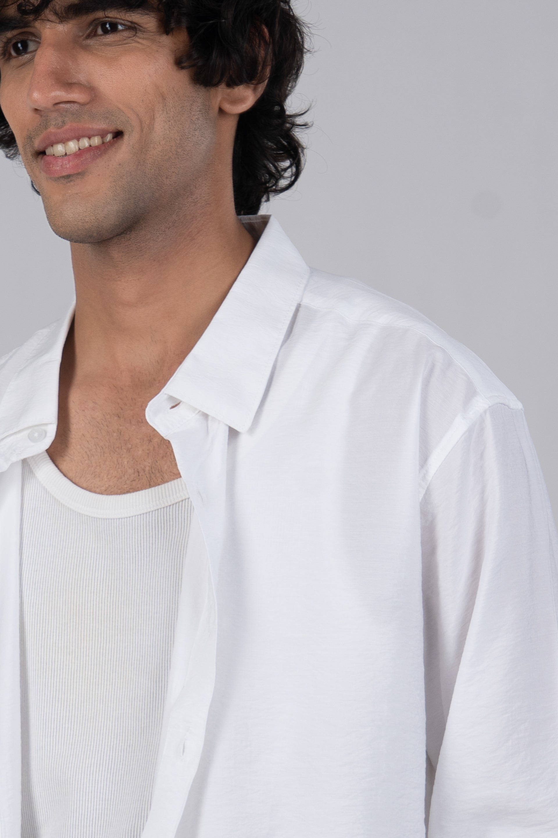 Soft Nylon Relaxed Shirt In White