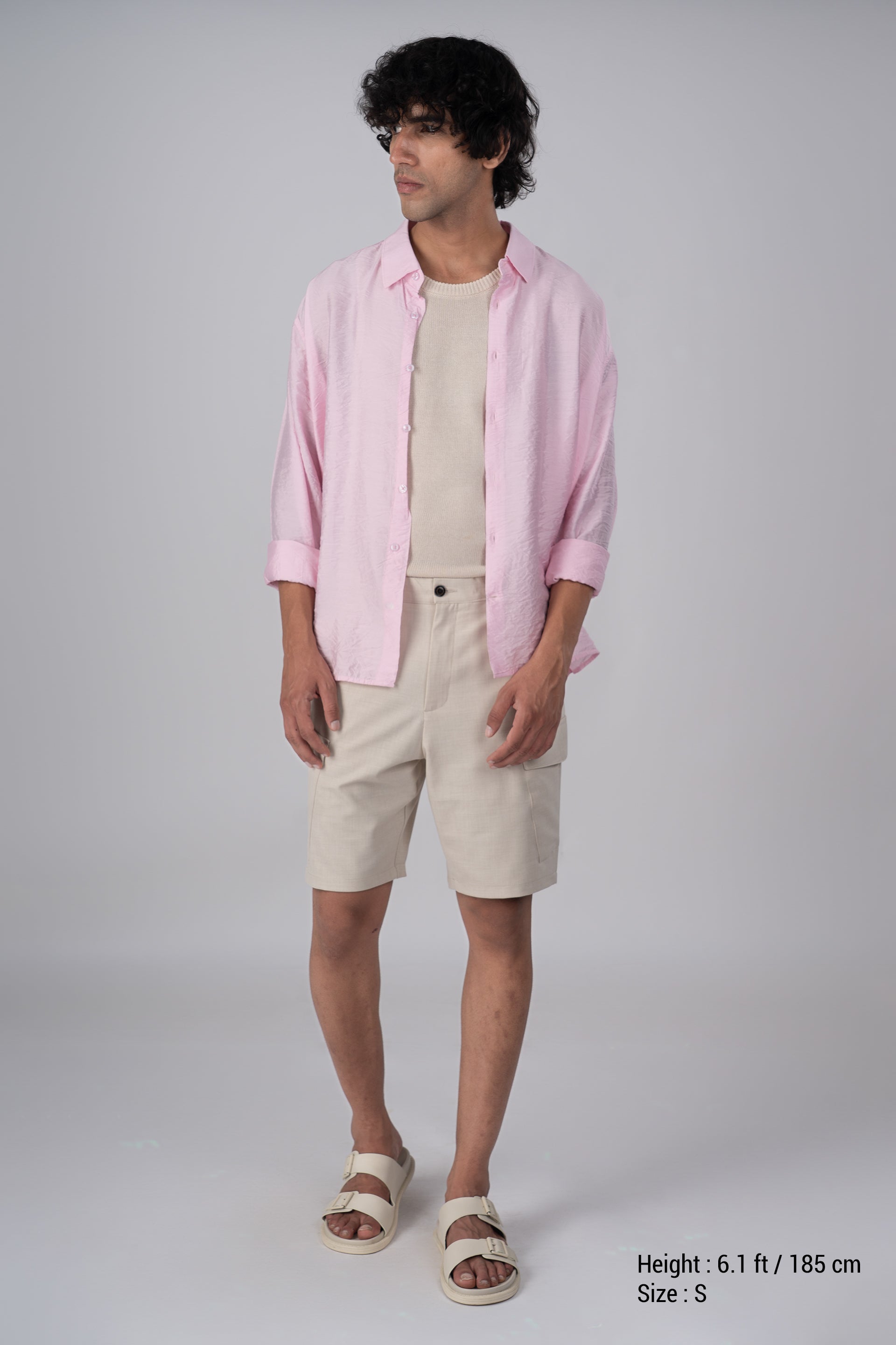 Soft Nylon Relaxed Shirt In Pink