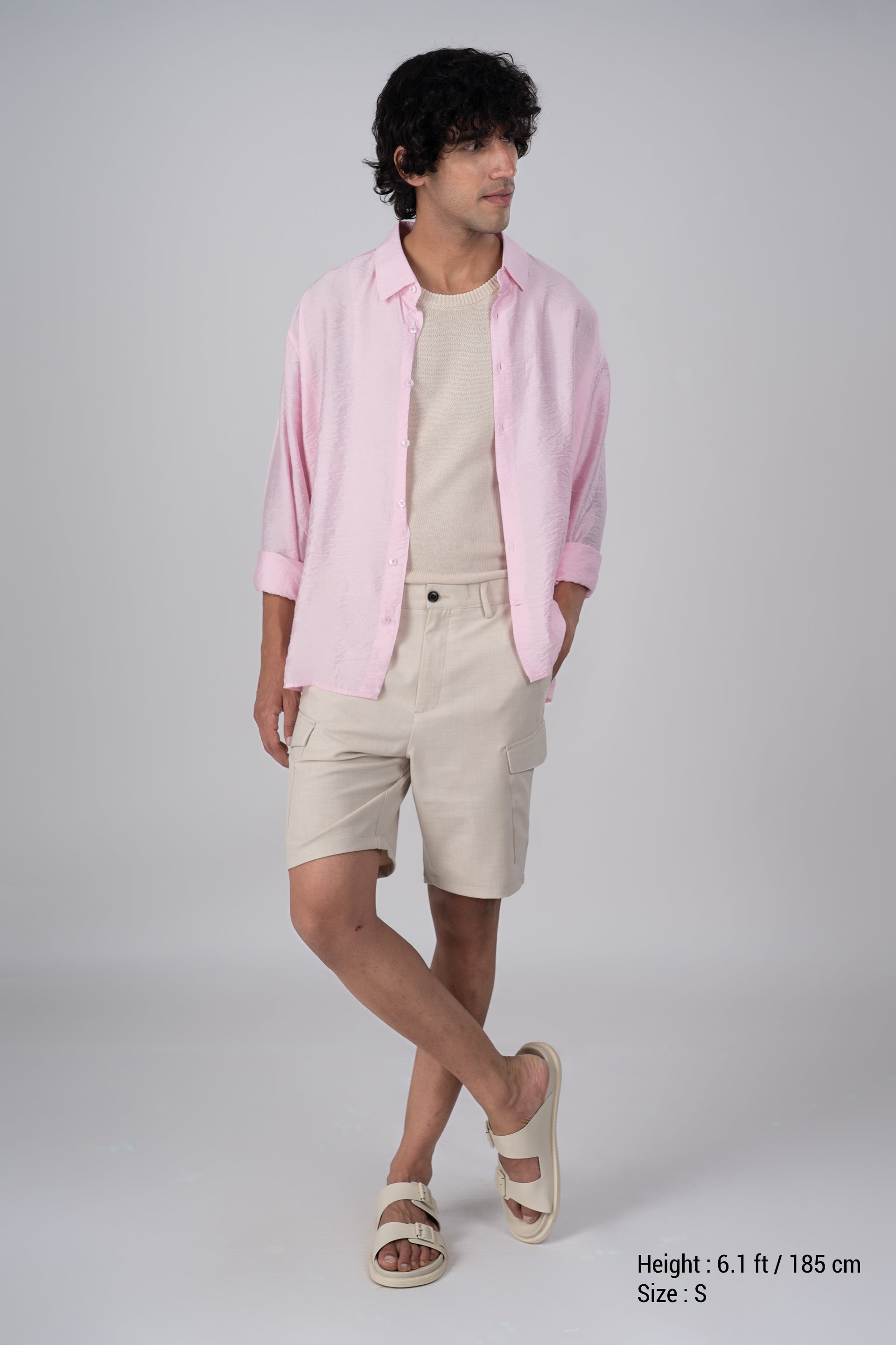 Soft Nylon Relaxed Shirt In Pink