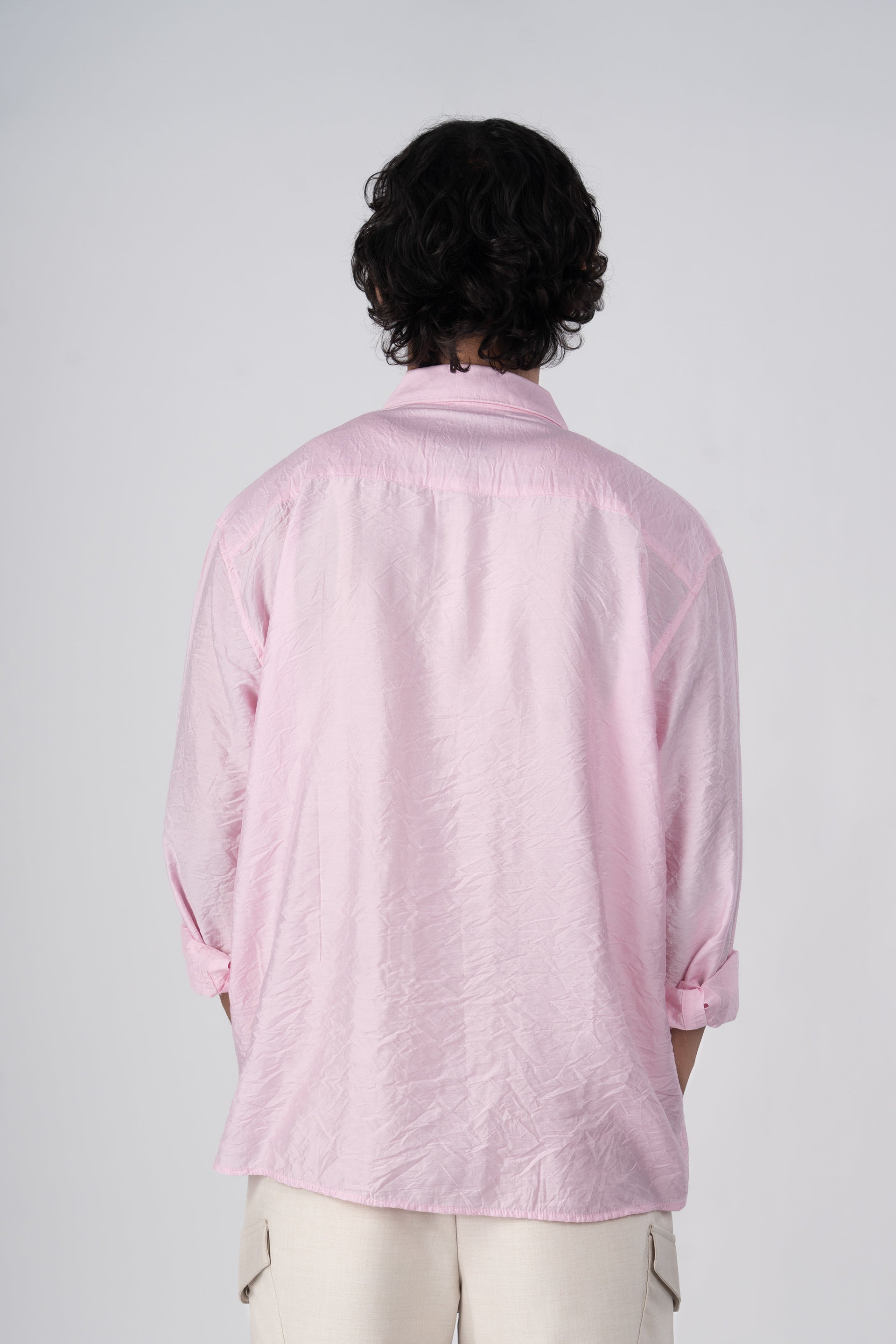 Soft Nylon Relaxed Shirt In Pink