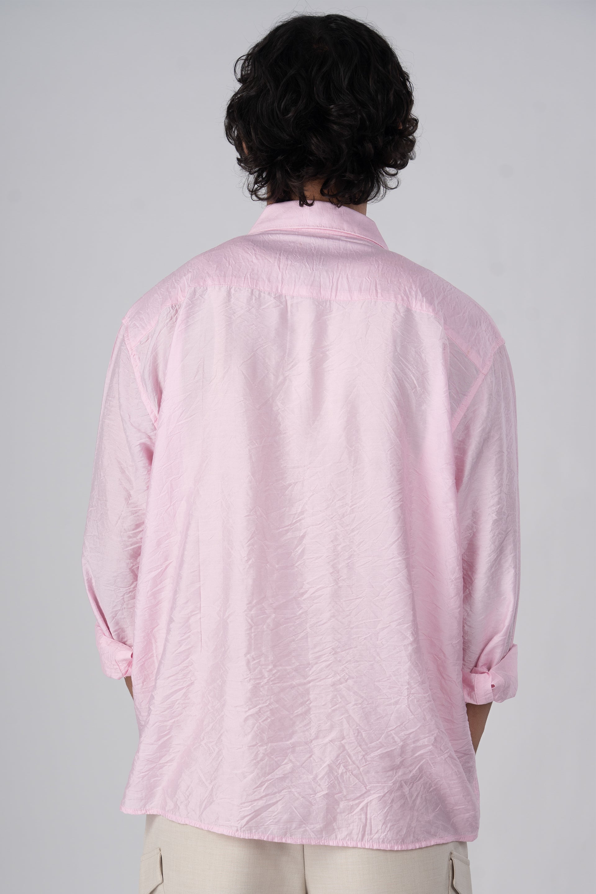 Soft Nylon Relaxed Shirt In Pink