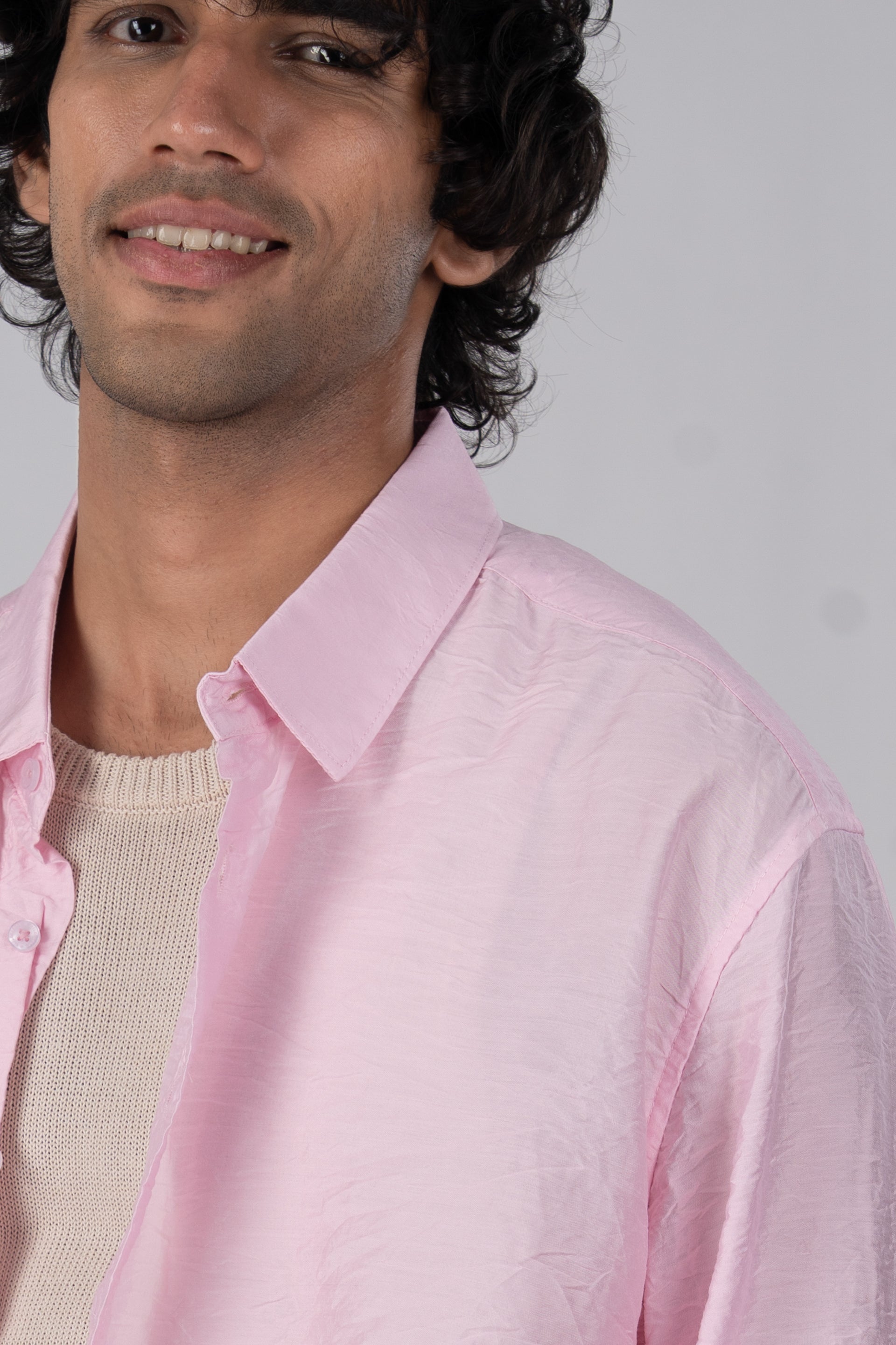 Soft Nylon Relaxed Shirt In Pink