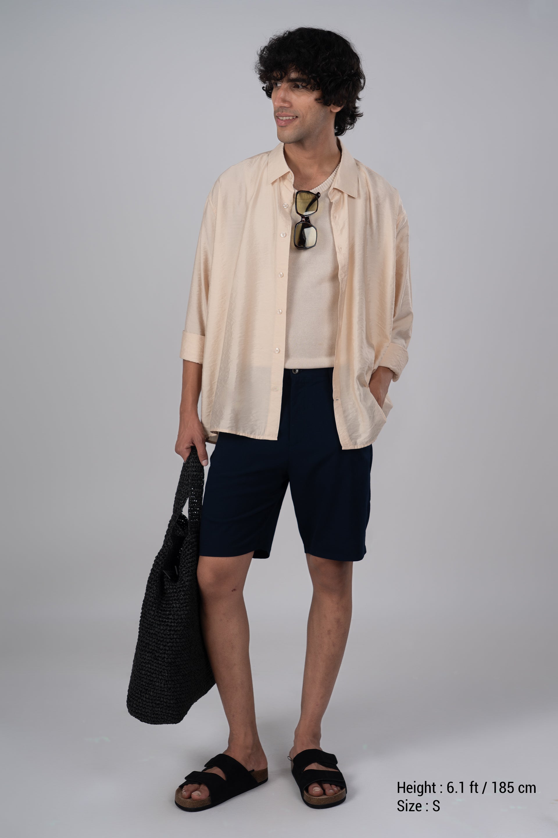 Soft Nylon Relaxed Shirt In Beige