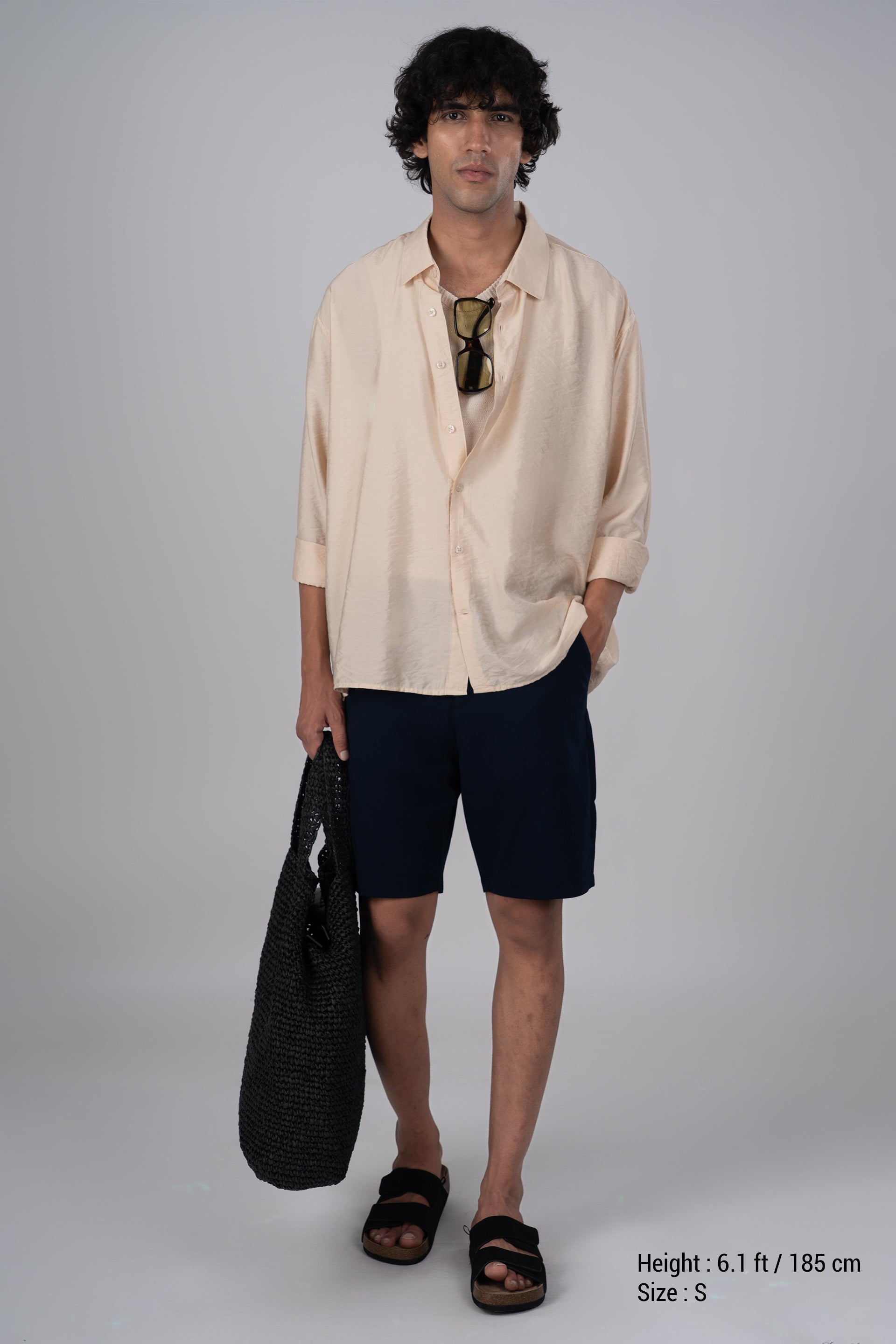 Soft Nylon Relaxed Shirt In Beige