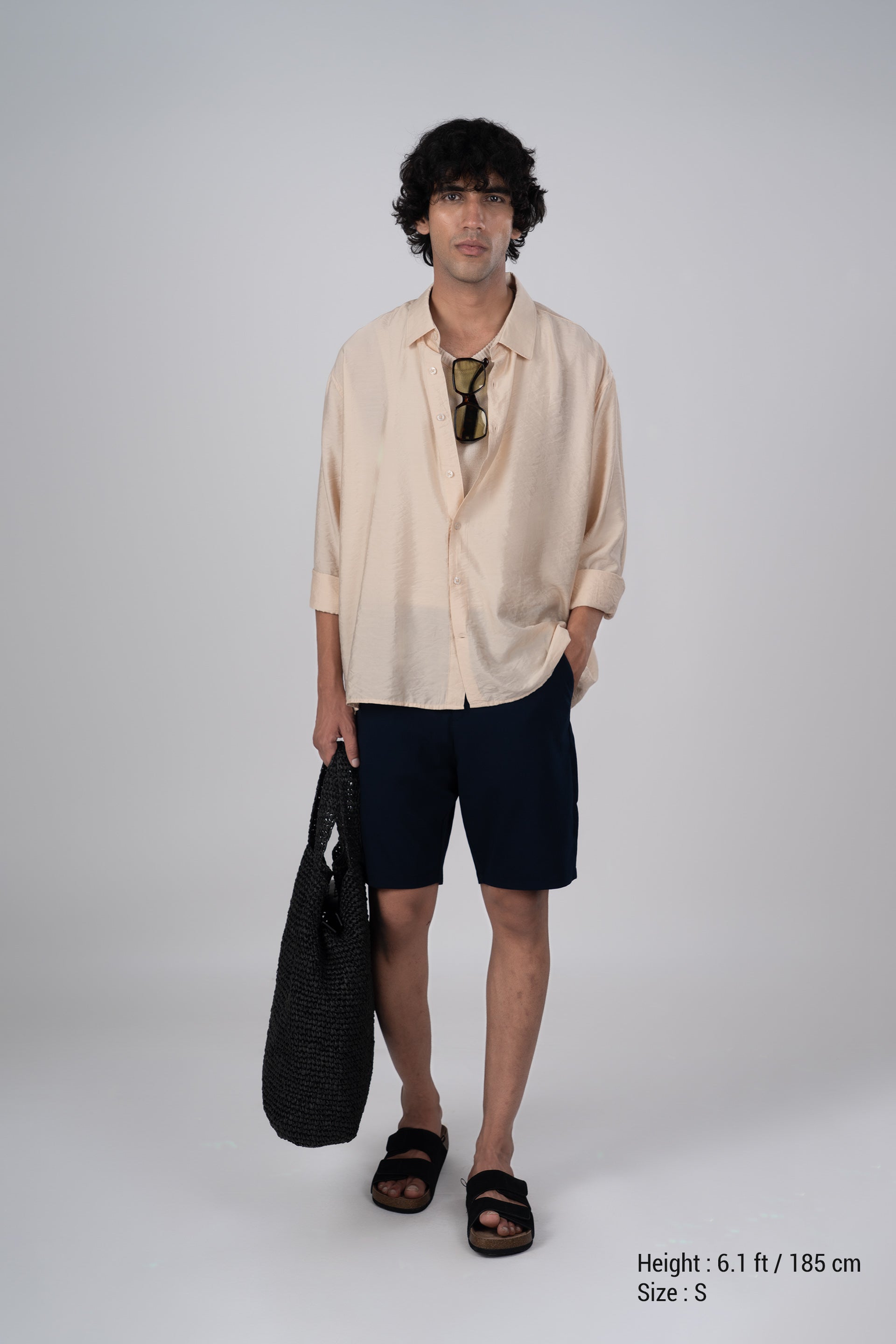 Soft Nylon Relaxed Shirt In Beige