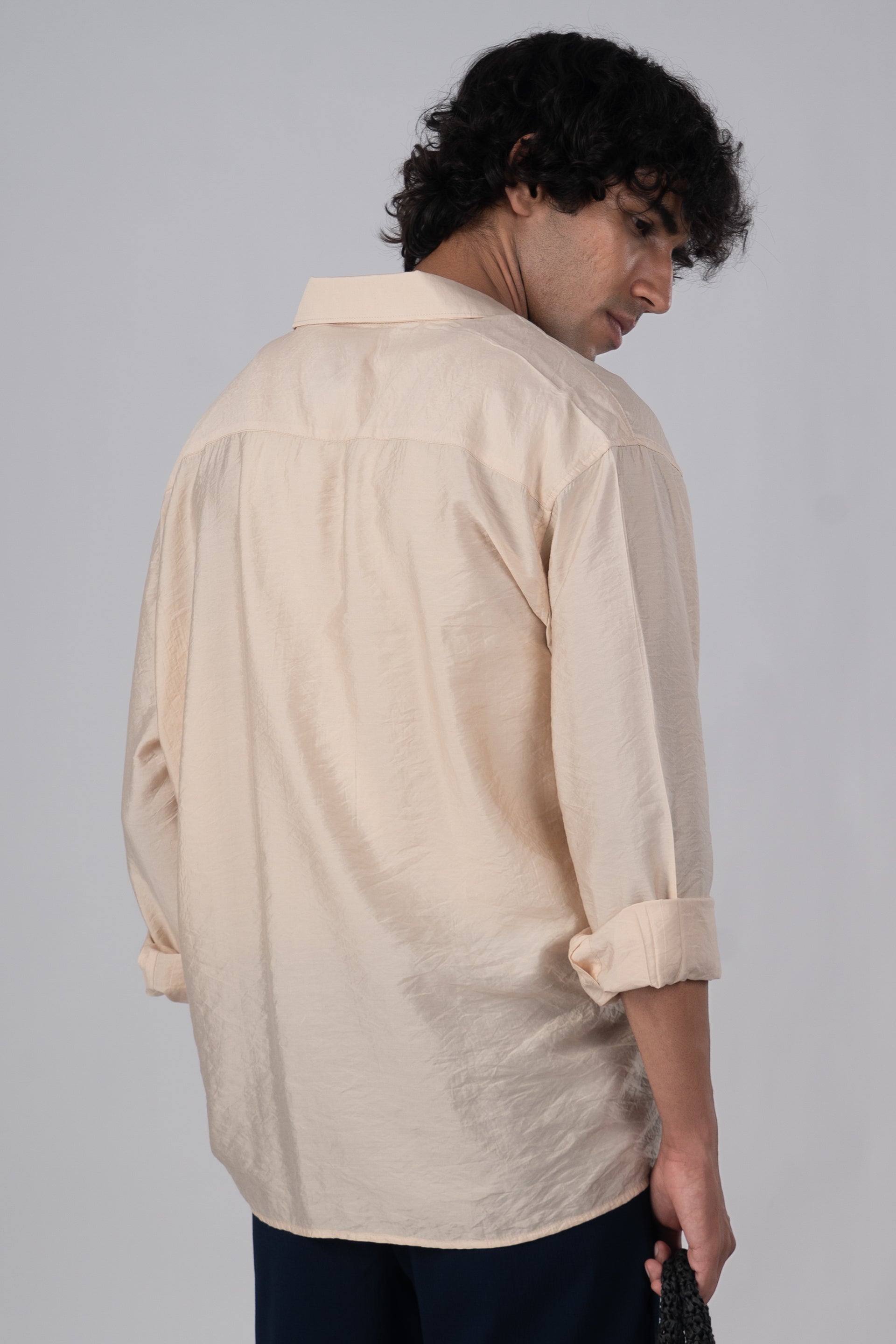 Soft Nylon Relaxed Shirt In Beige