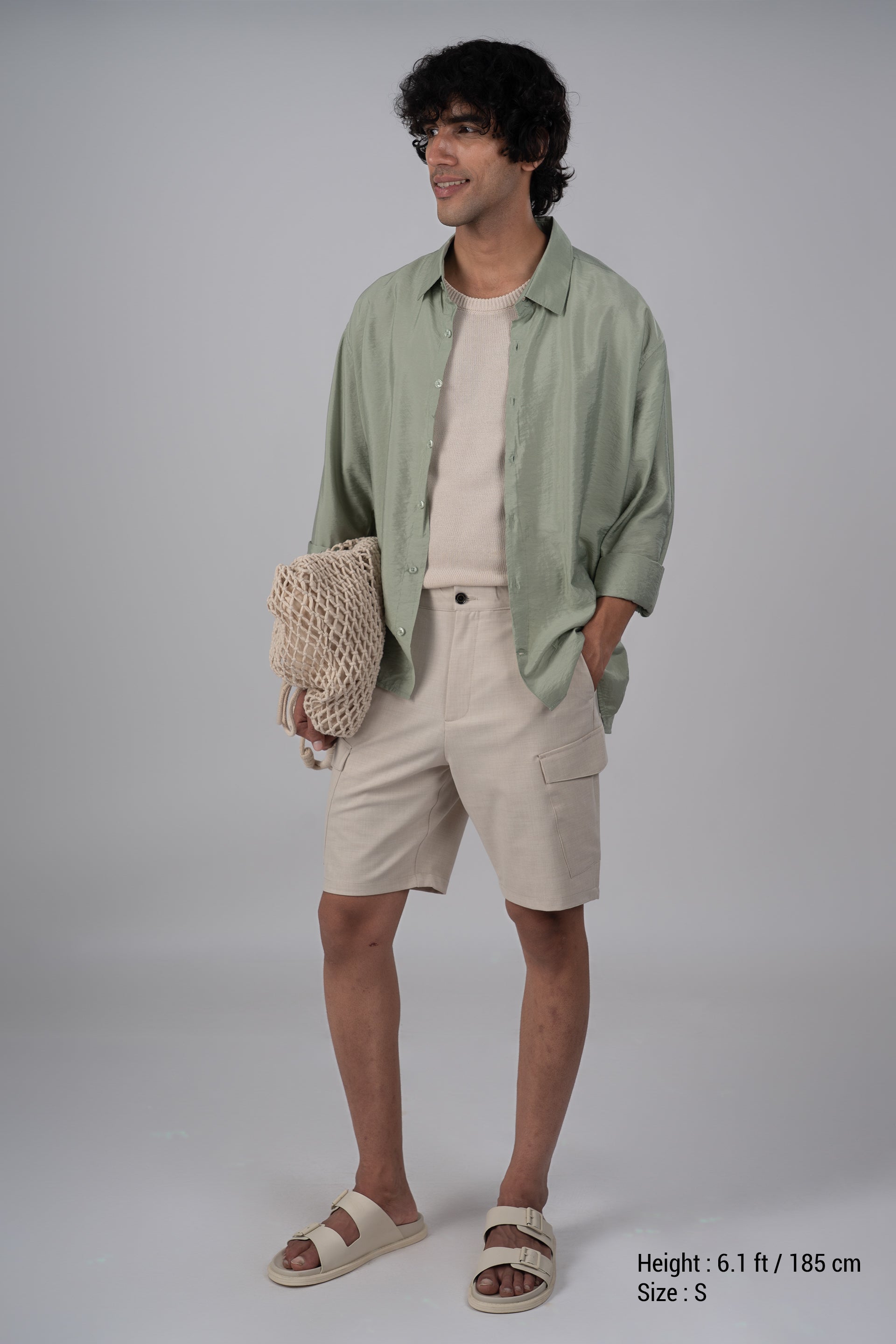 Soft Nylon Relaxed Shirt In Green