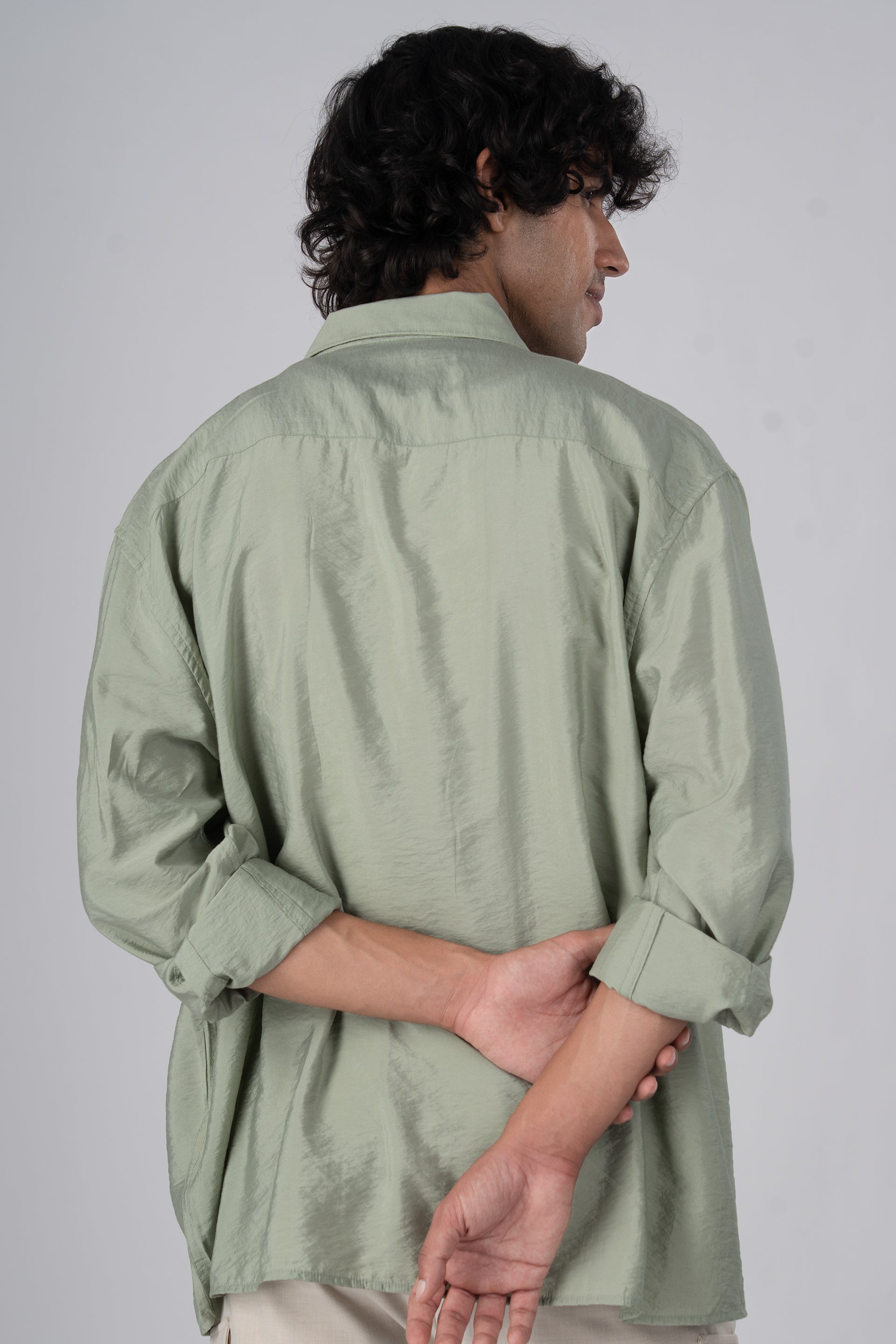 Soft Nylon Relaxed Shirt In Green