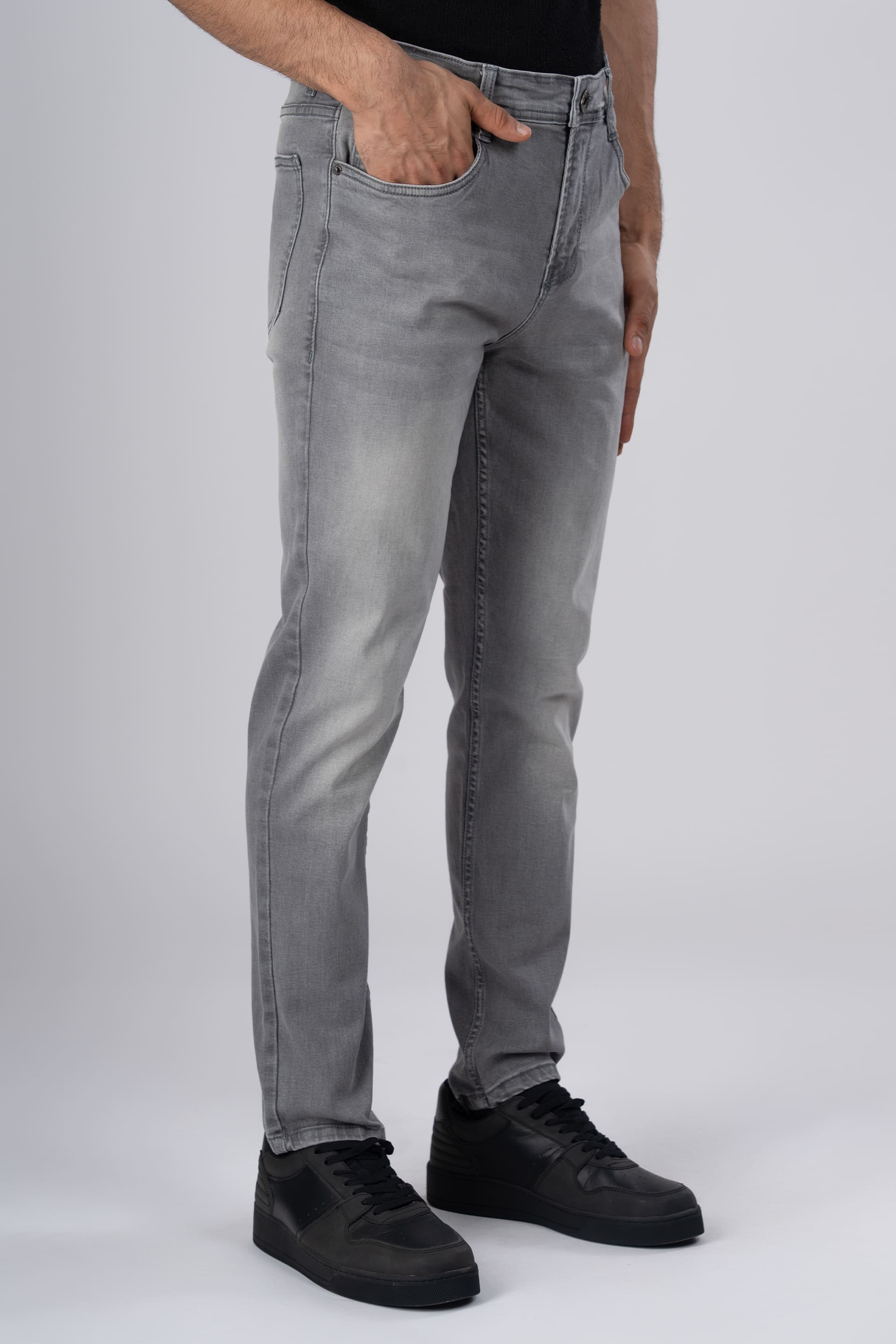 Classic Edge Tailored Denim In Light Grey