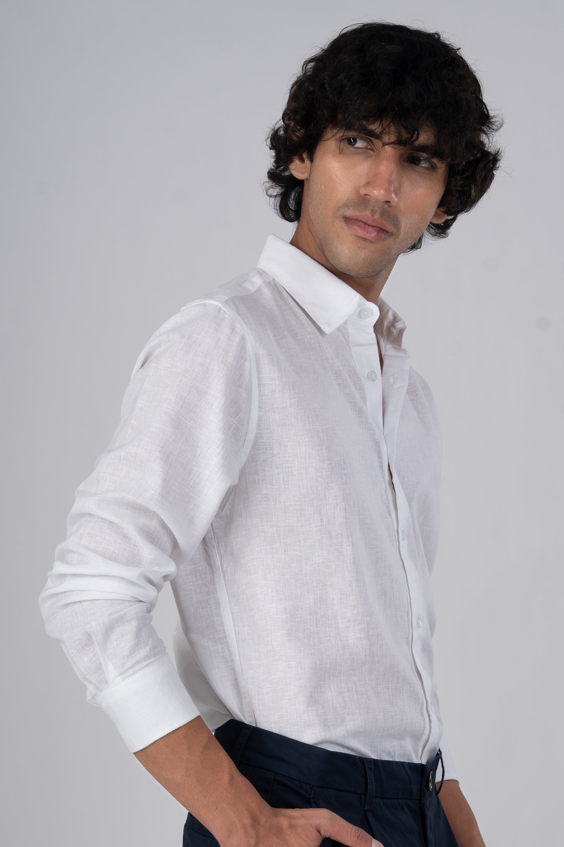 Premium Lyocell Linen Shirt In White