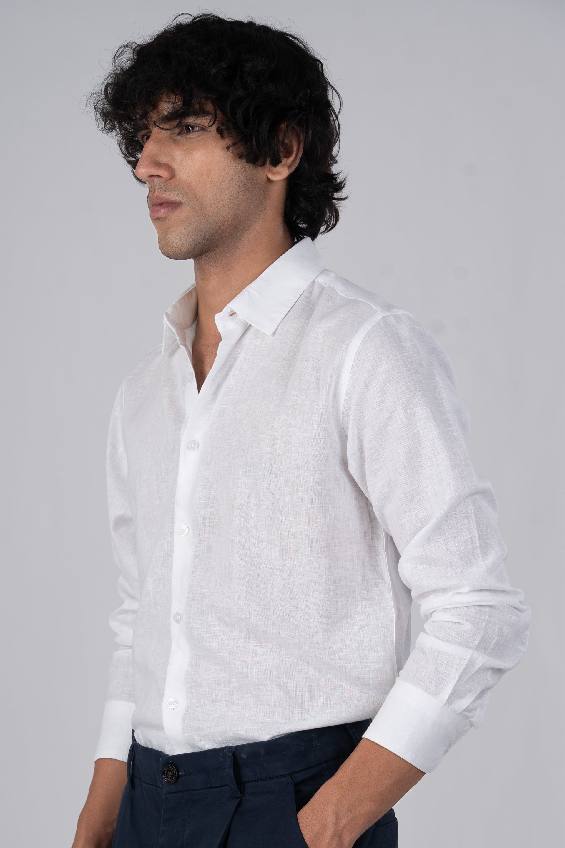 Premium Lyocell Linen Shirt In White