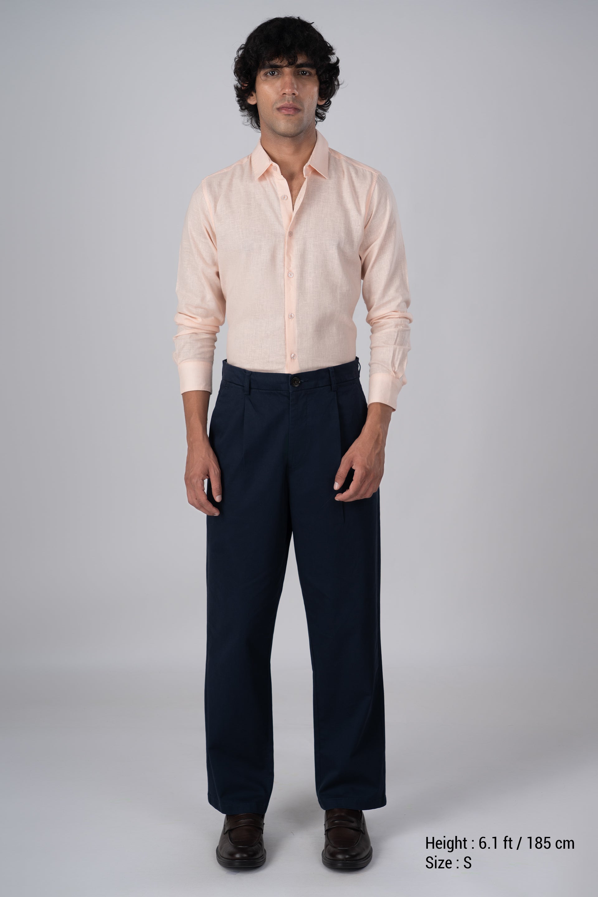 Premium Lyocell Linen Shirt In Orange Peach