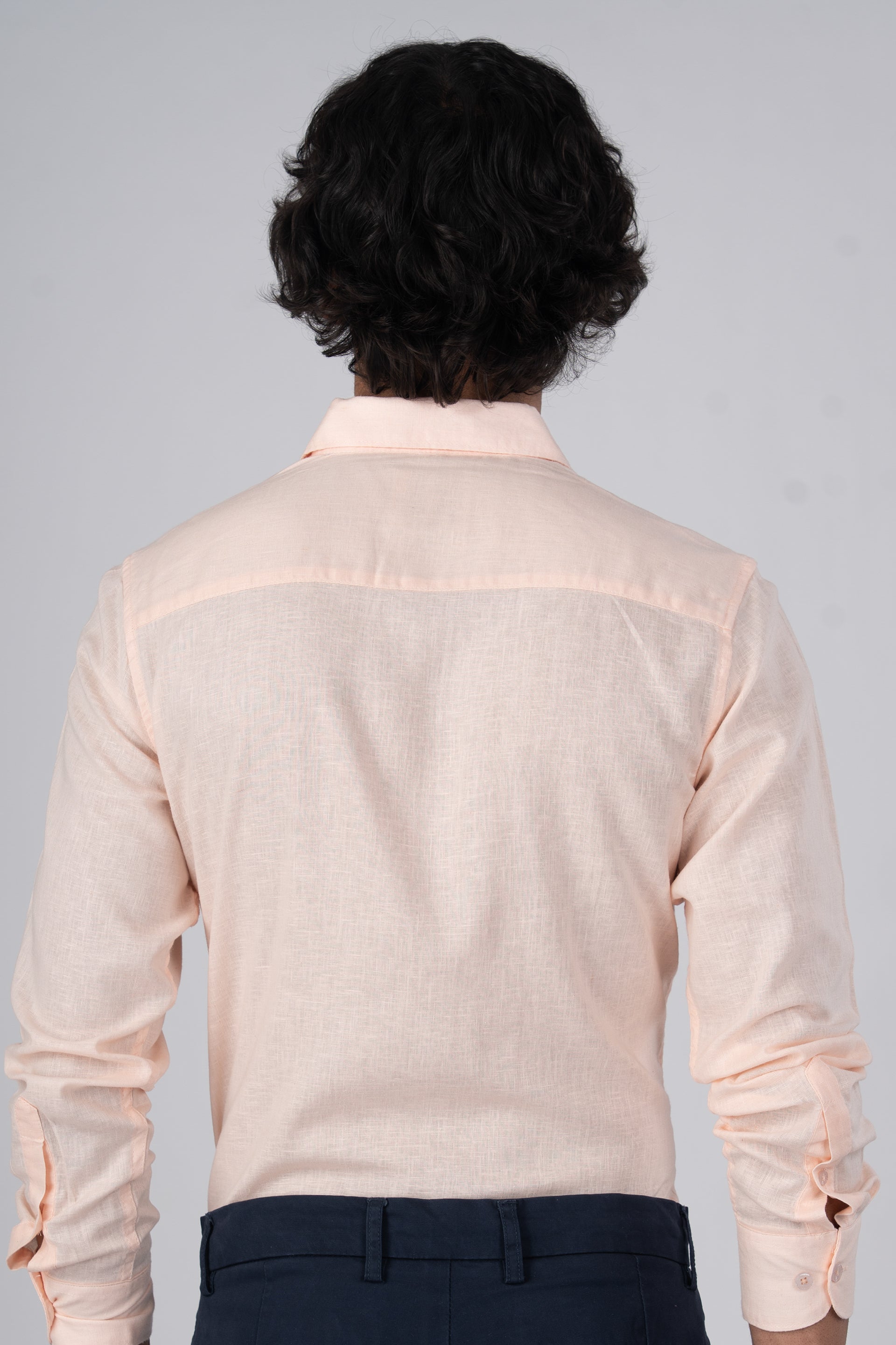 Premium Lyocell Linen Shirt In Orange Peach