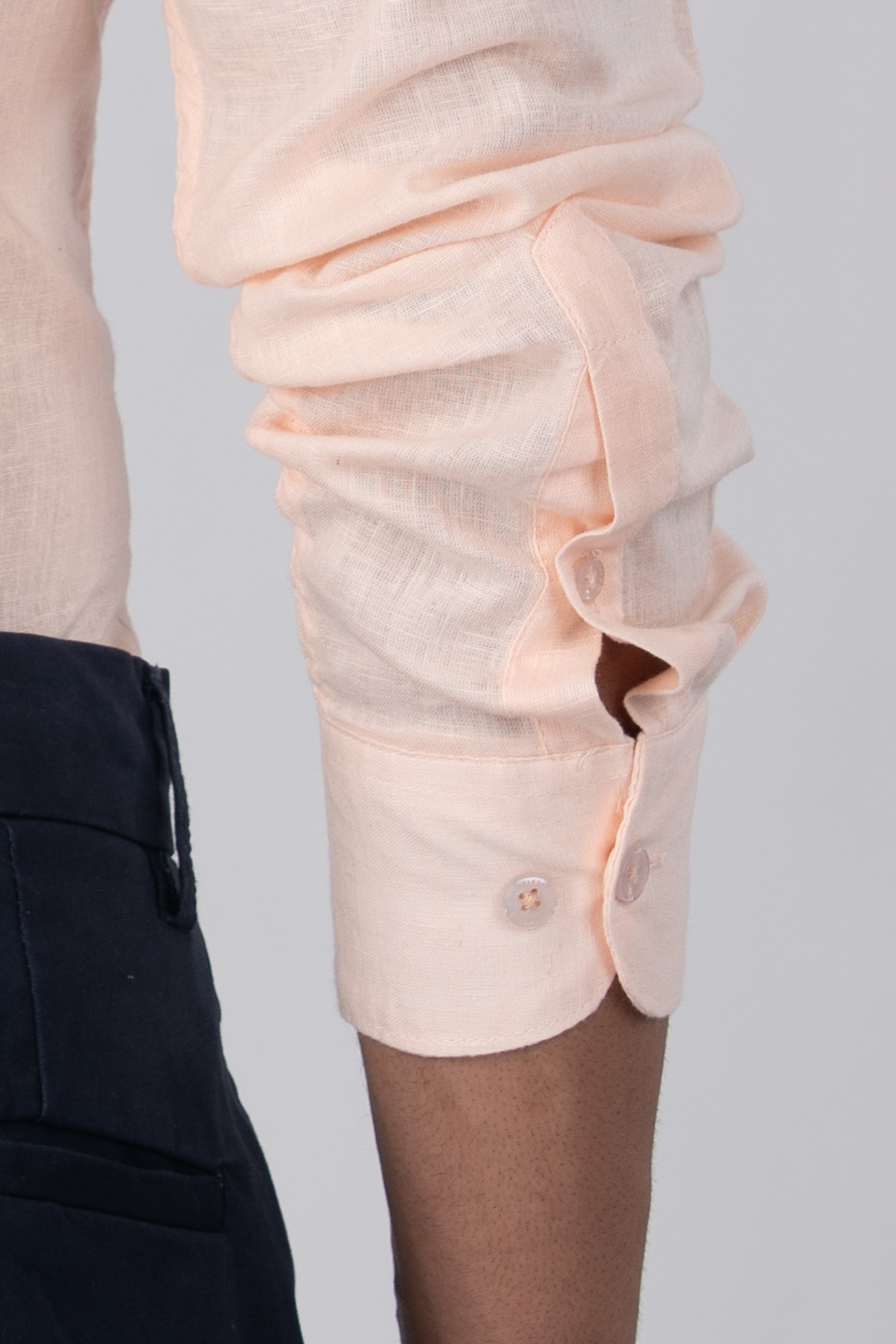 Premium Lyocell Linen Shirt In Orange Peach