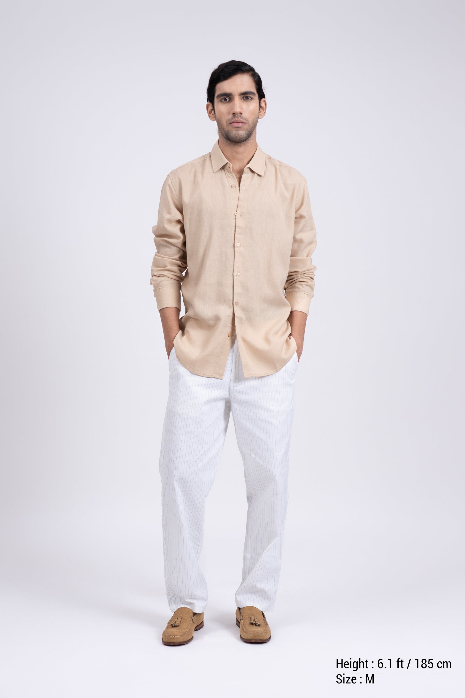 Premium Lyocell Linen Shirt In Beige