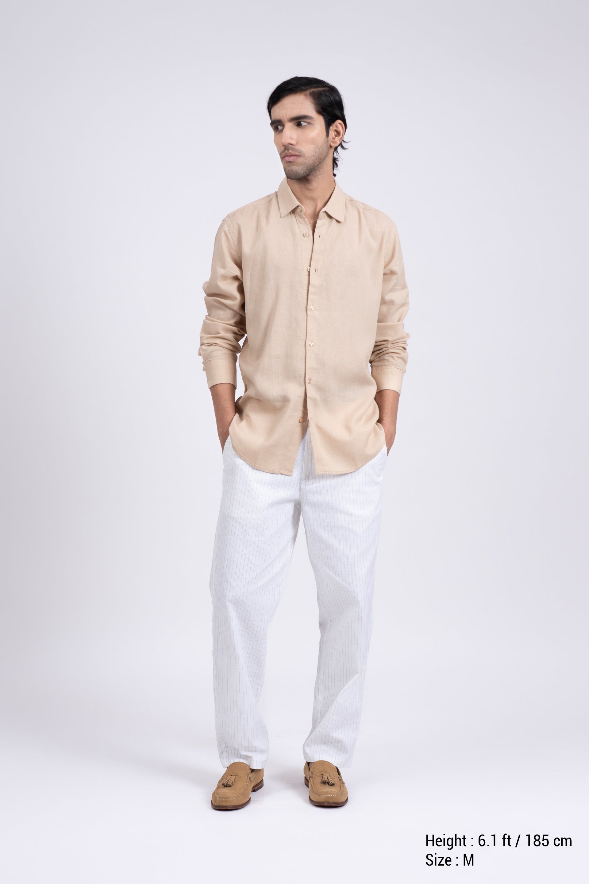 Premium Lyocell Linen Shirt In Beige