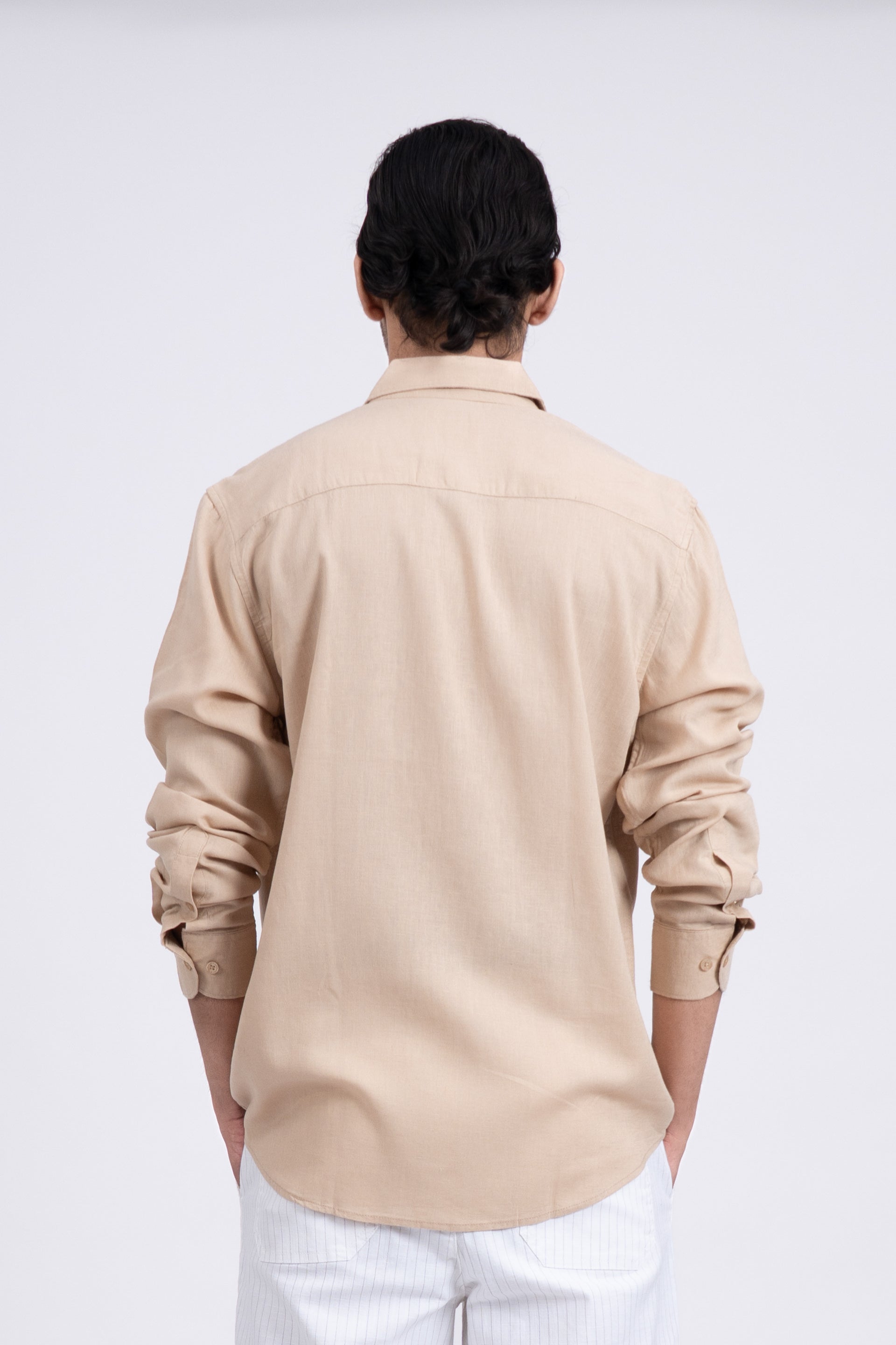 Premium Lyocell Linen Shirt In Beige