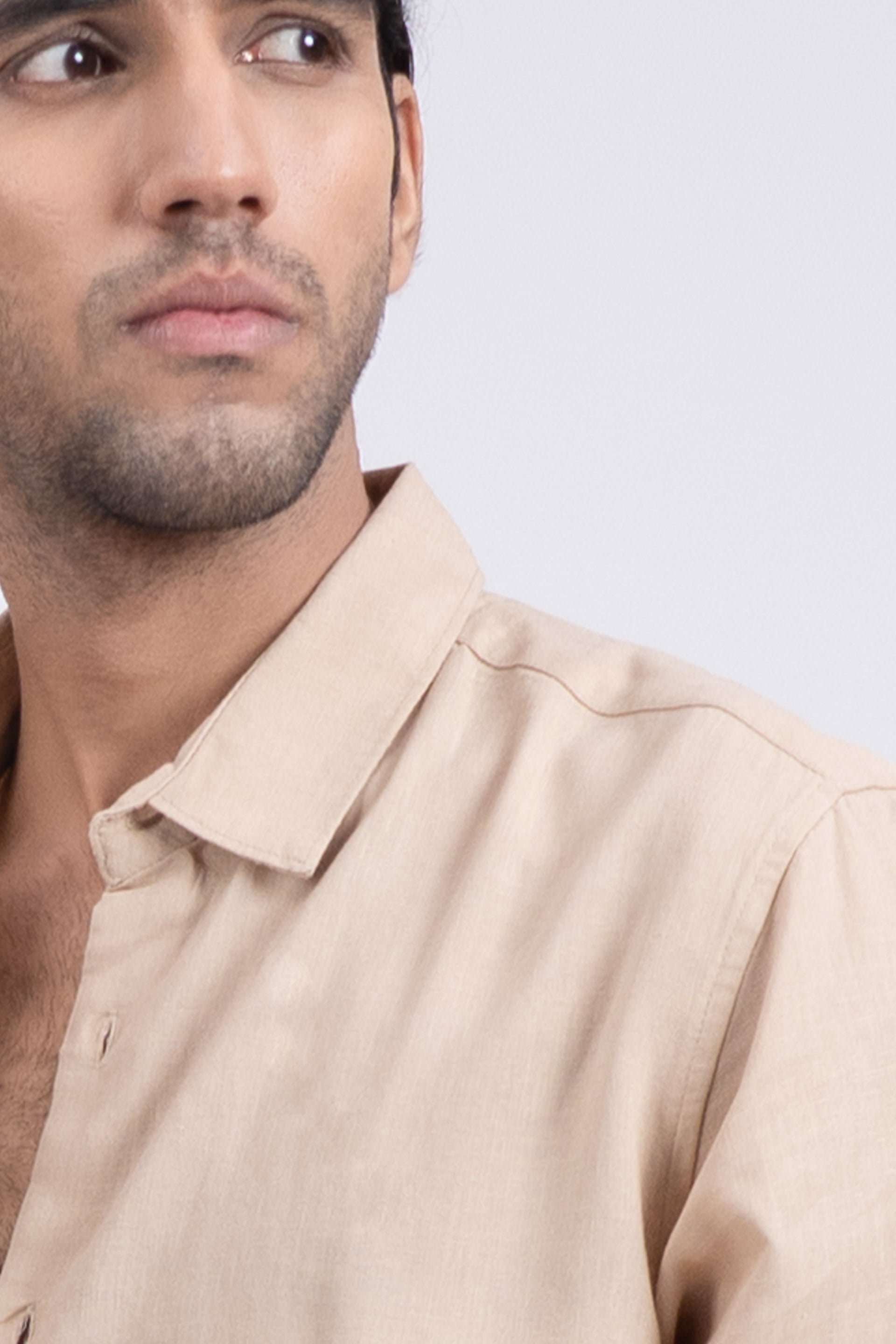 Premium Lyocell Linen Shirt In Beige