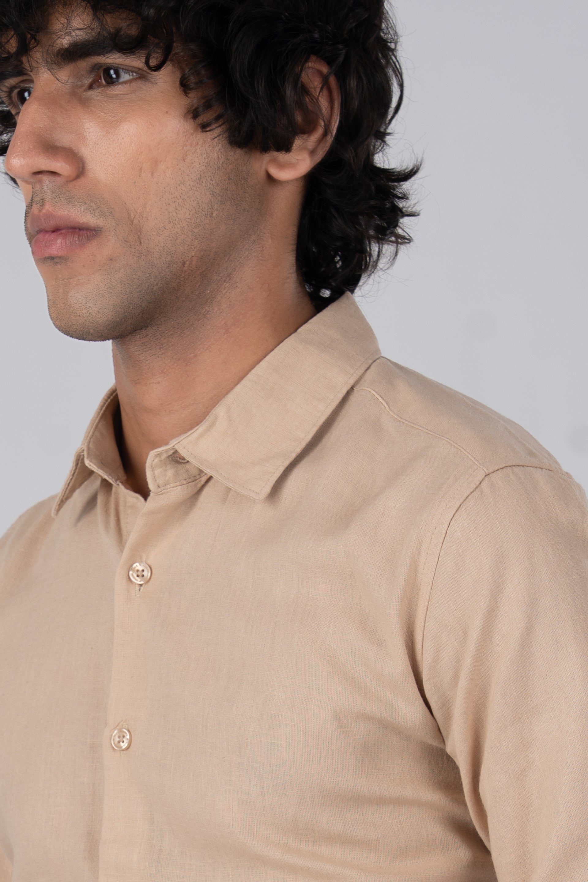 Premium Lyocell Linen Shirt In Beige