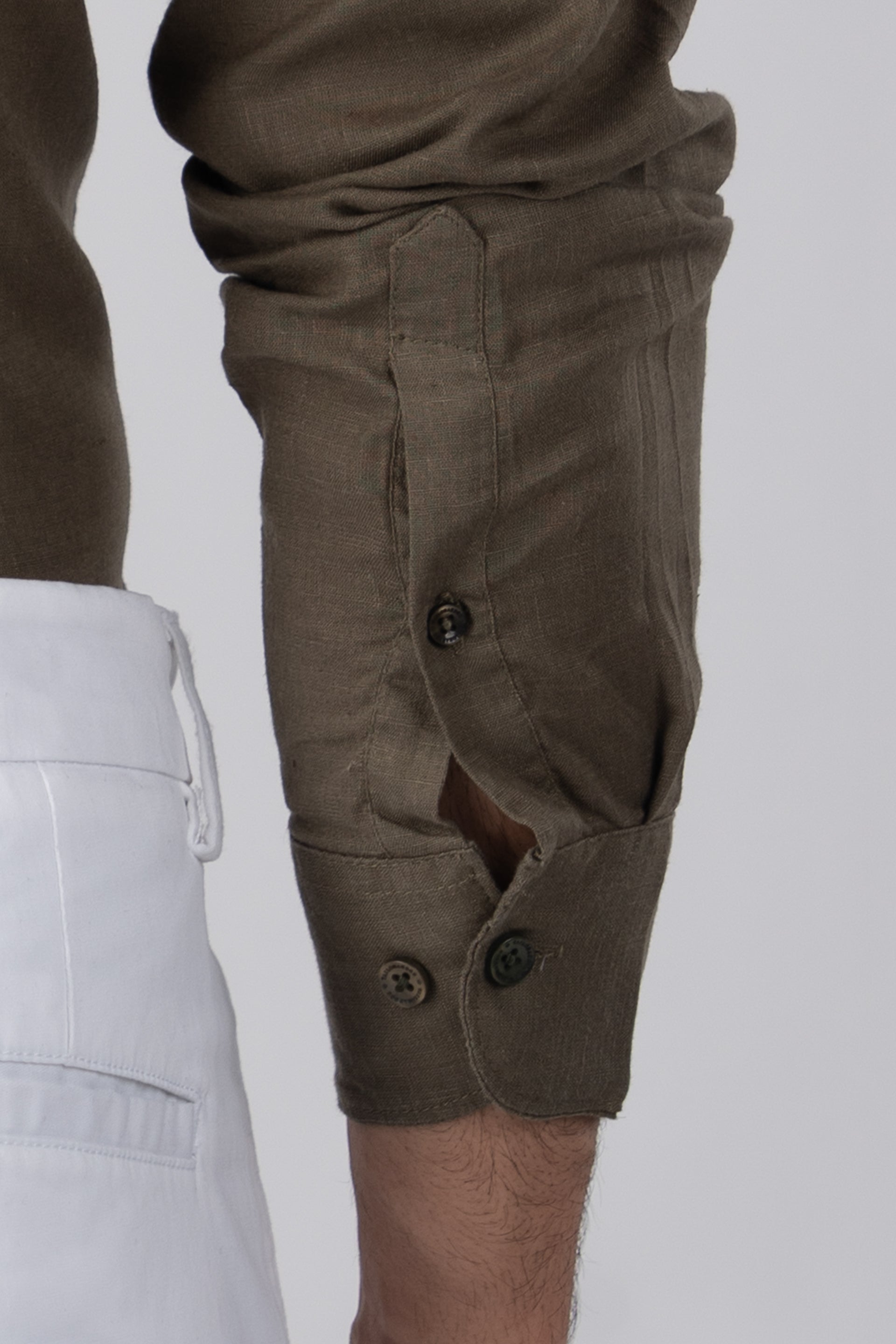 Premium Lyocell Linen Shirt In Olive