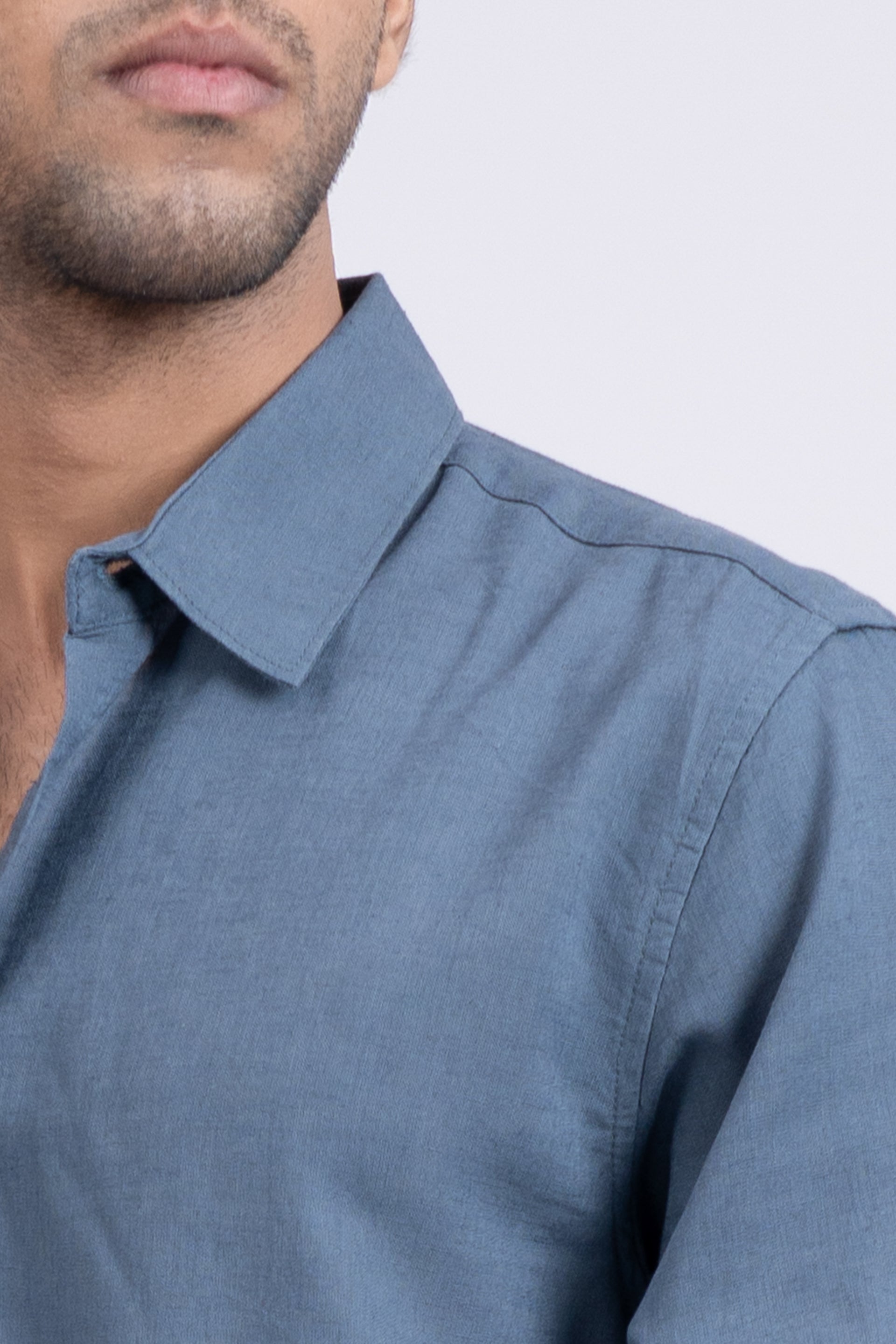 Premium Lyocell Linen Shirt In Ocean Blue