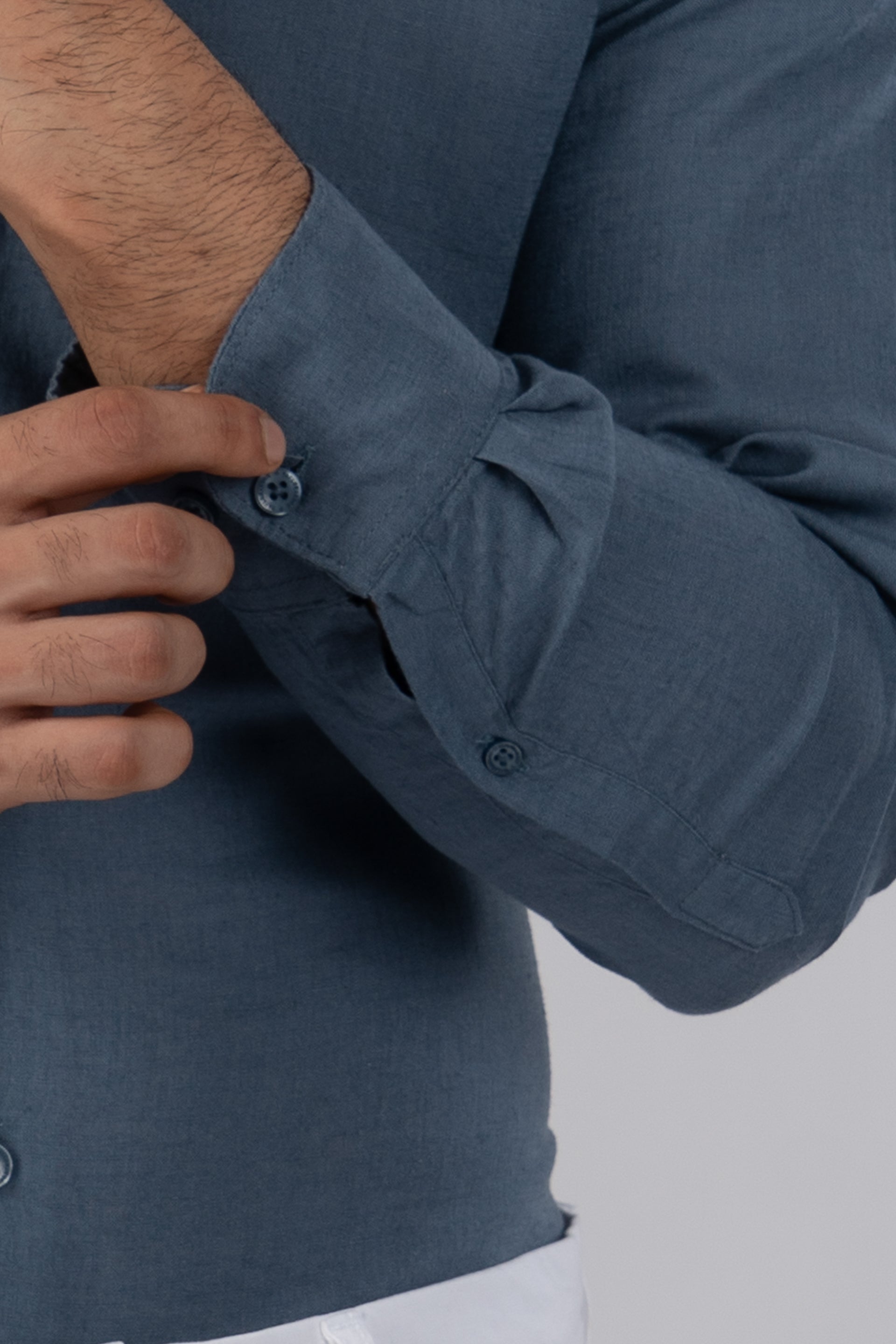 Premium Lyocell Linen Shirt In Ocean Blue