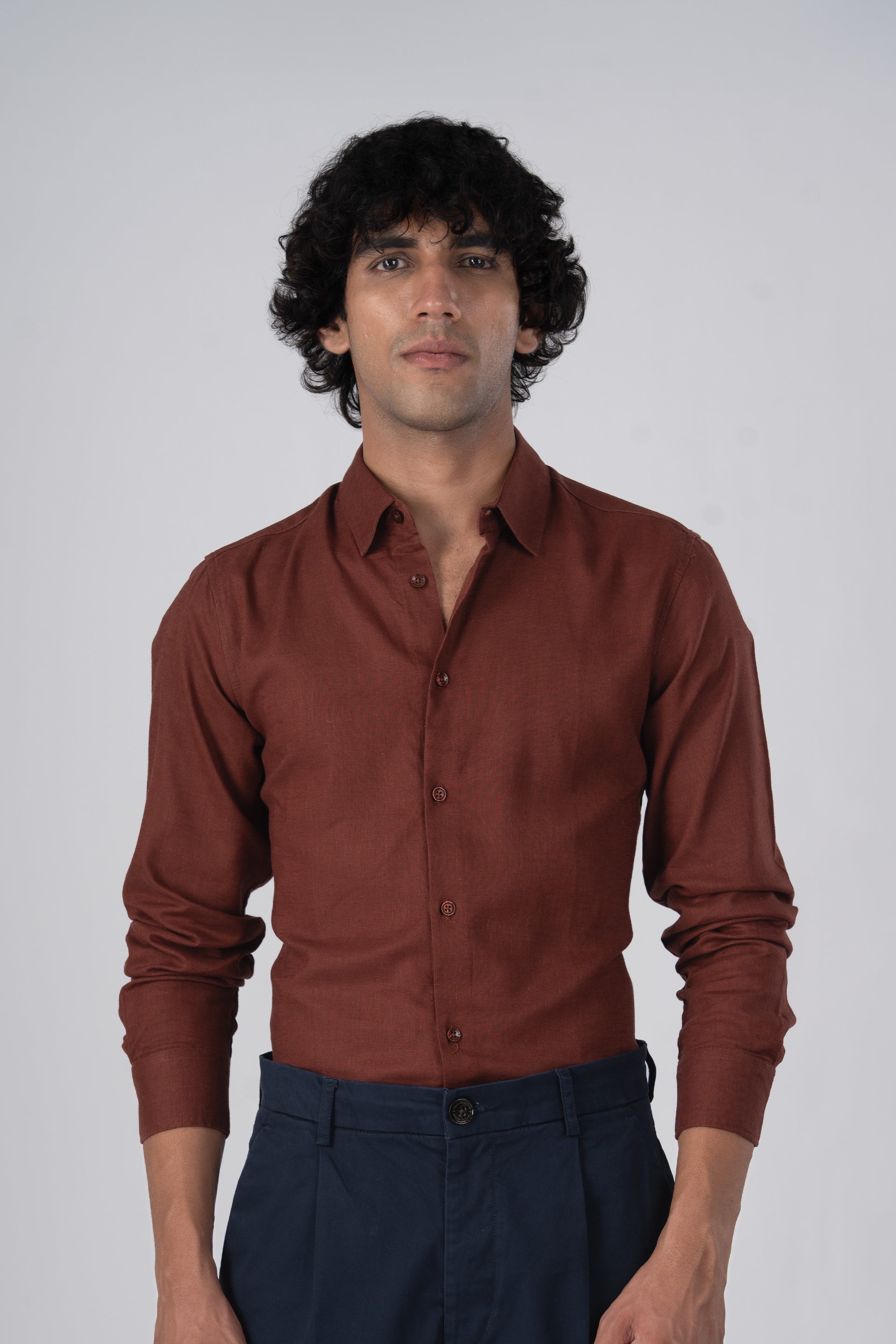 Premium Lyocell Linen Shirt In Clay