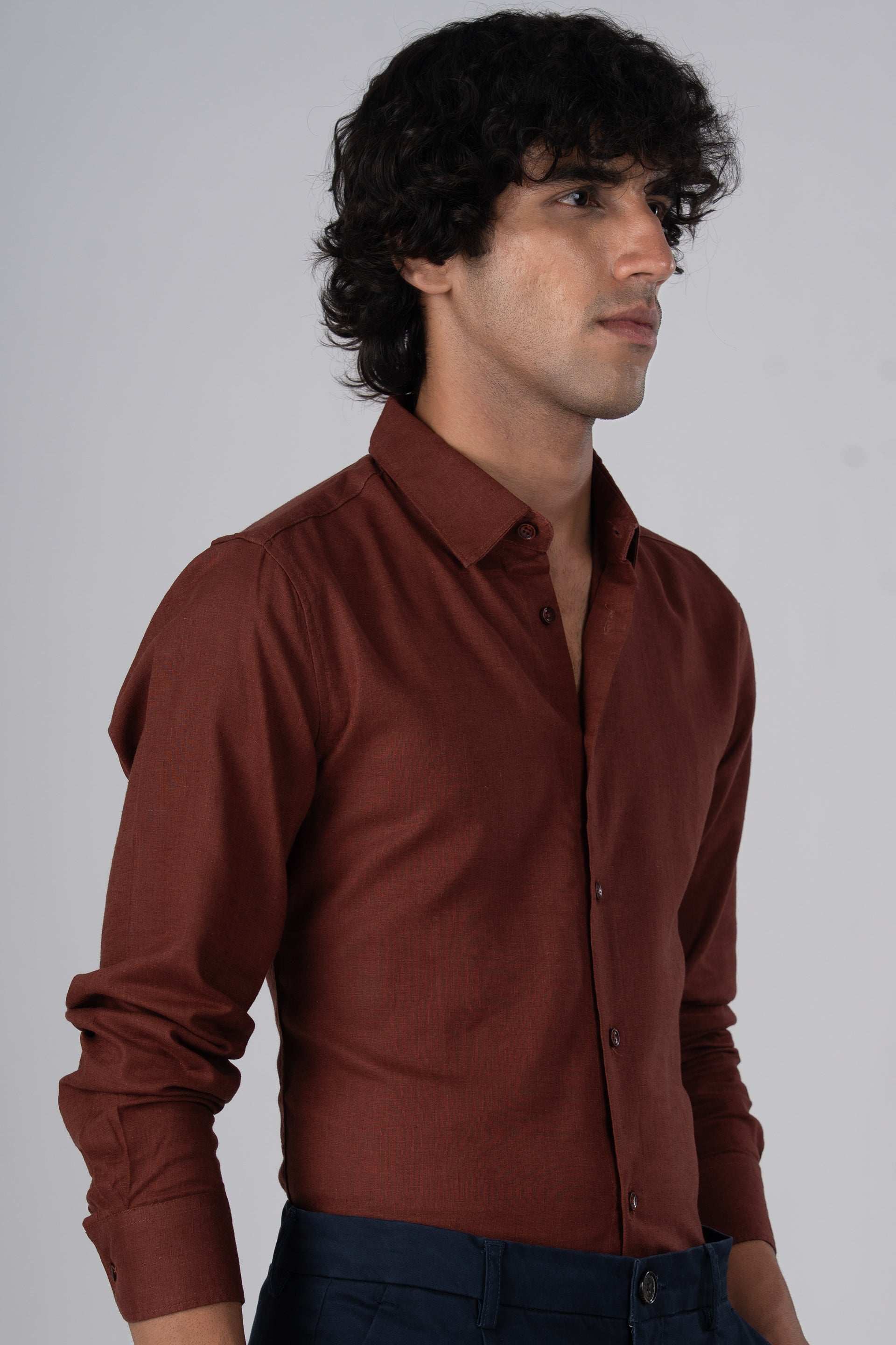 Premium Lyocell Linen Shirt In Clay