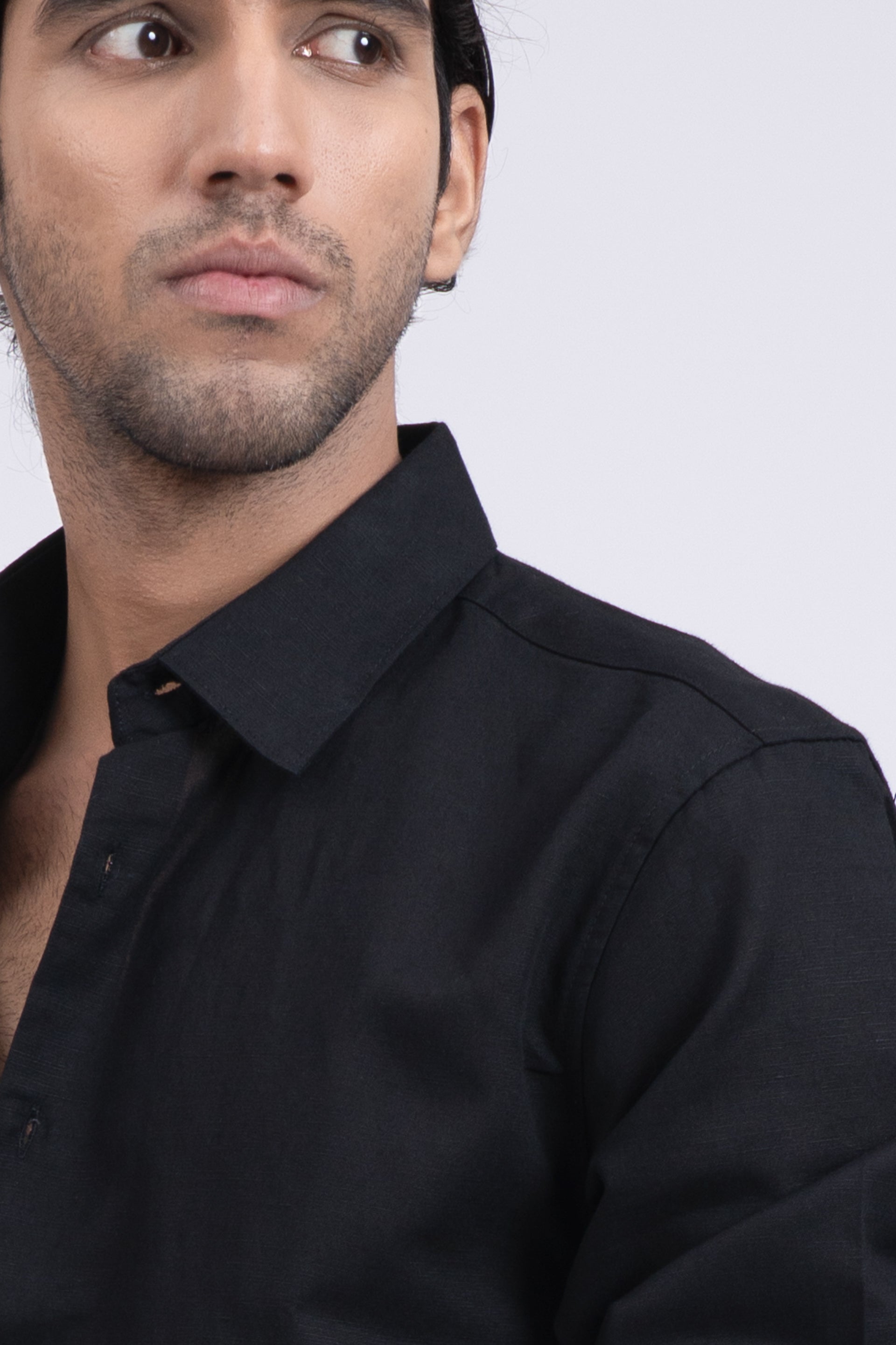 Premium Lyocell Linen Shirt In Black