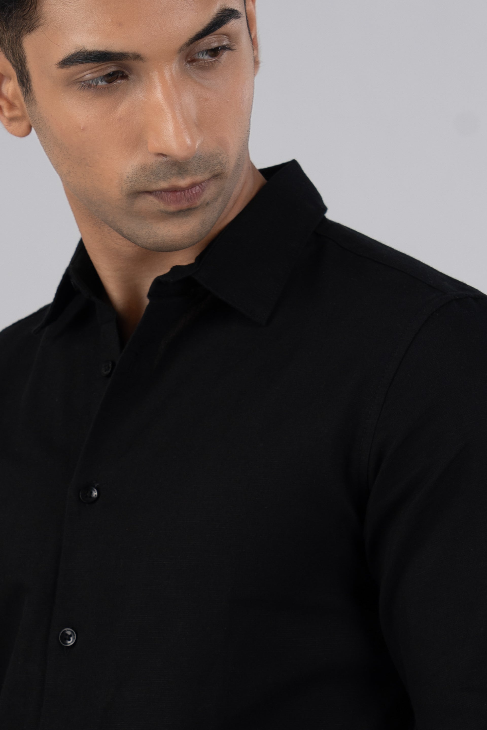 Premium Lyocell Linen Shirt In Black