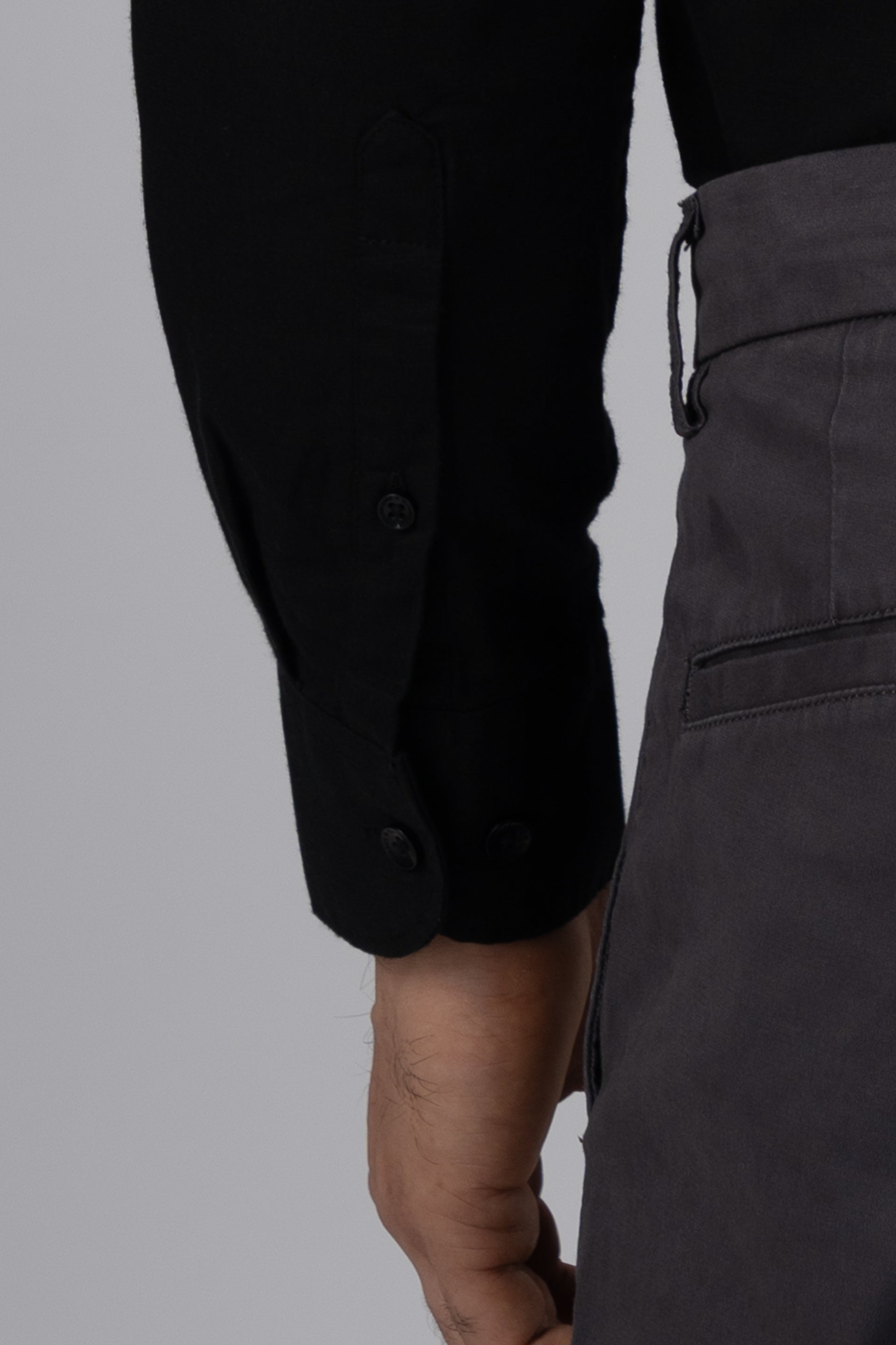 Premium Lyocell Linen Shirt In Black