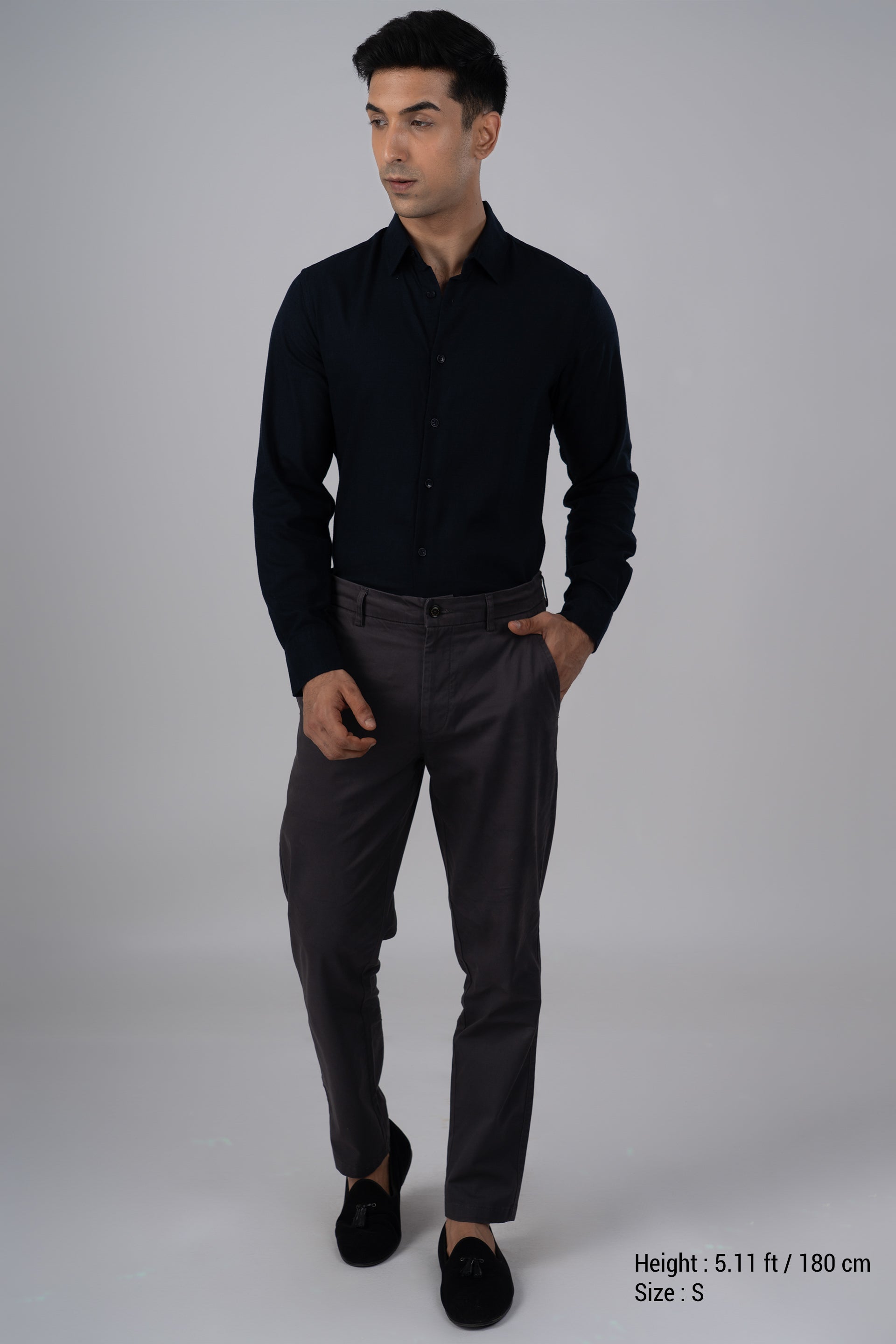 Premium Lyocell Linen Shirt In Navy