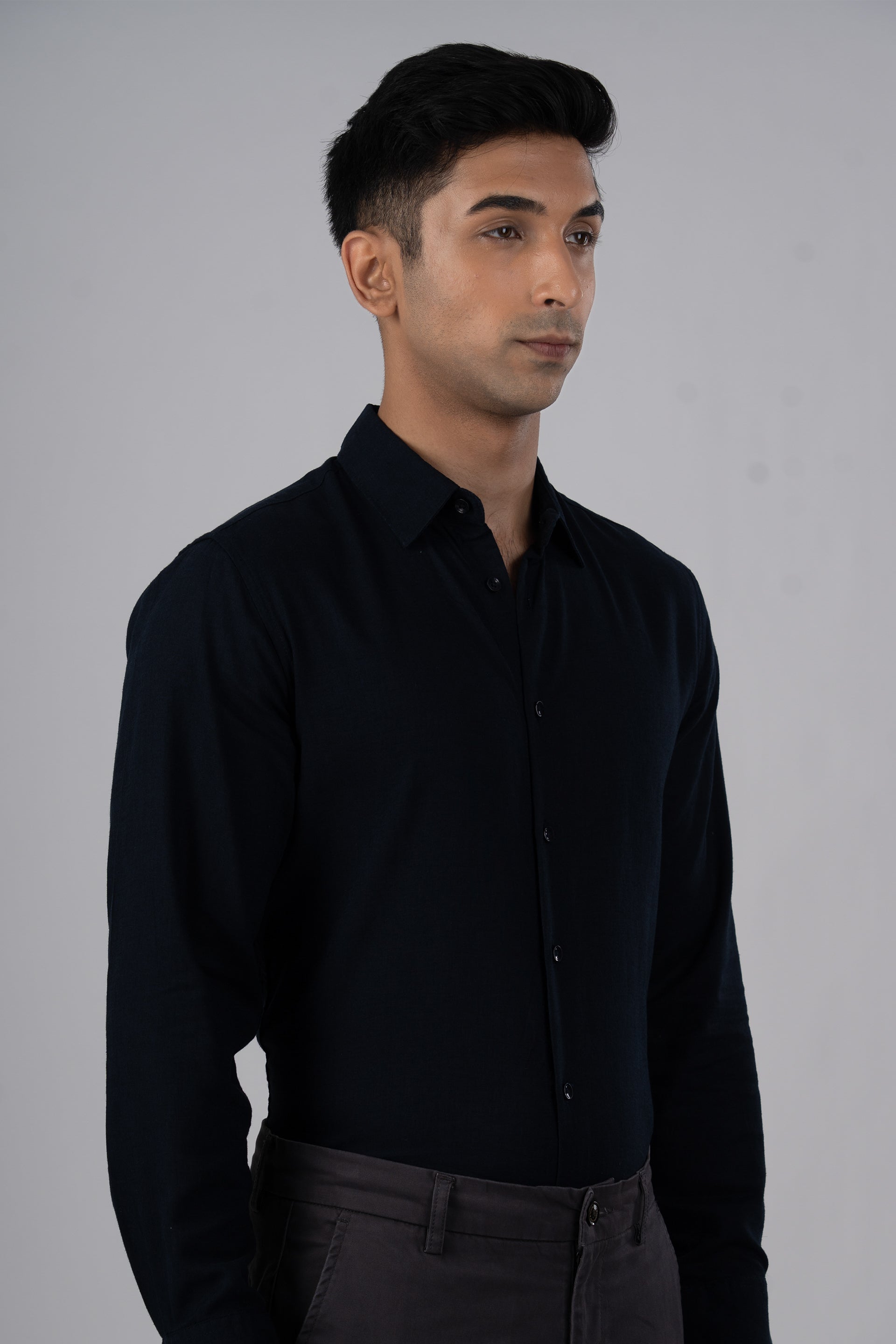 Premium Lyocell Linen Shirt In Navy
