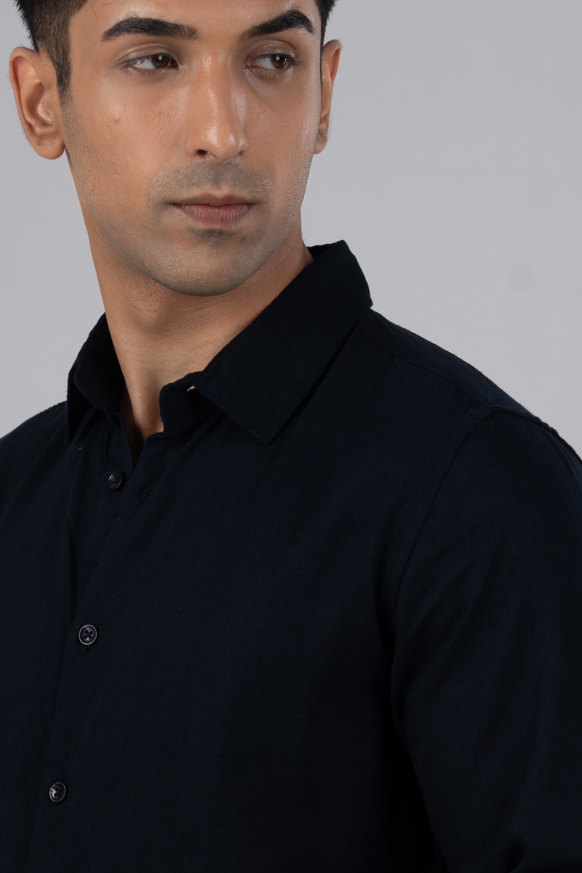 Premium Lyocell Linen Shirt In Navy