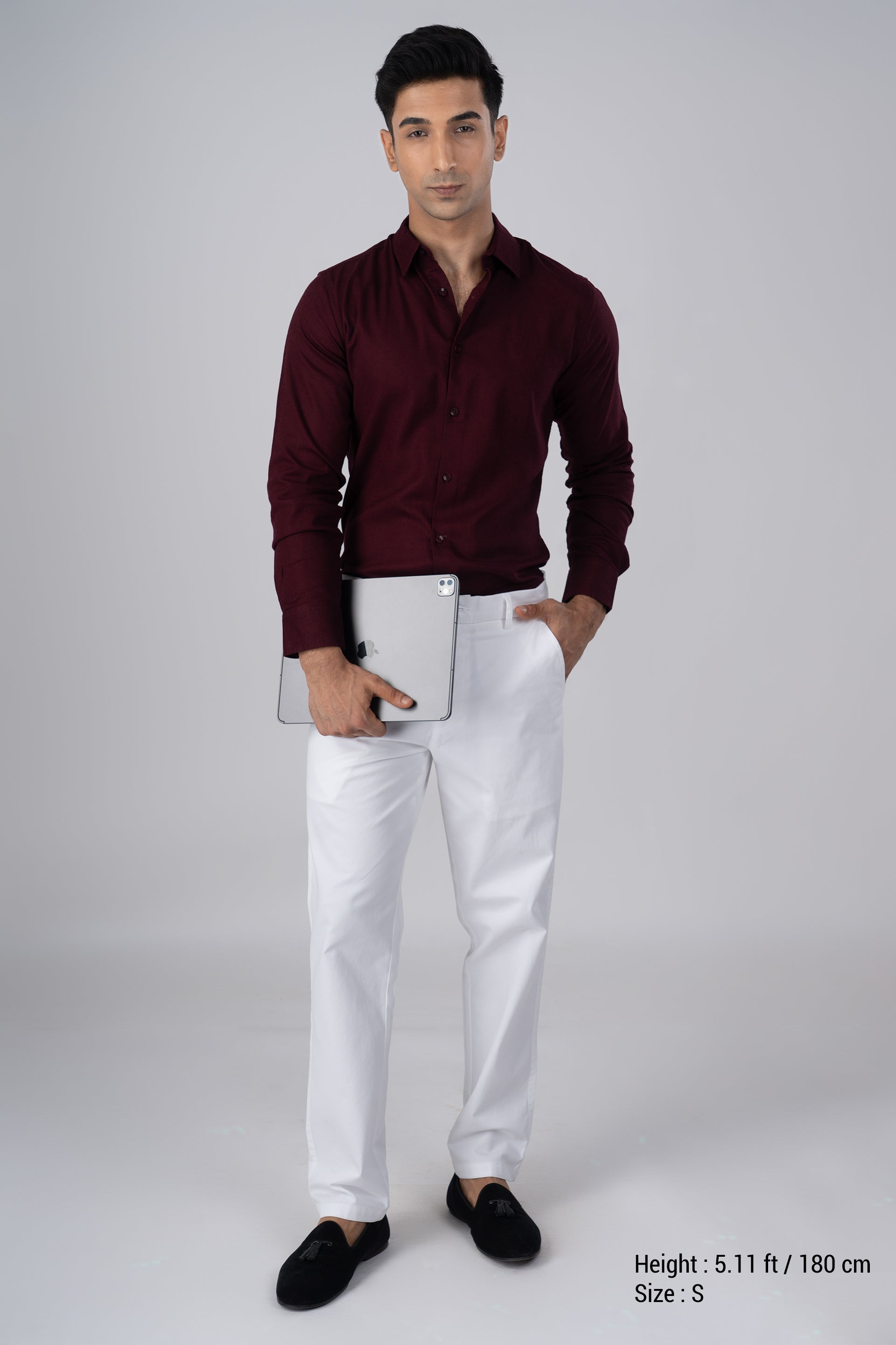 Premium Lyocell Linen Shirt In Maroon