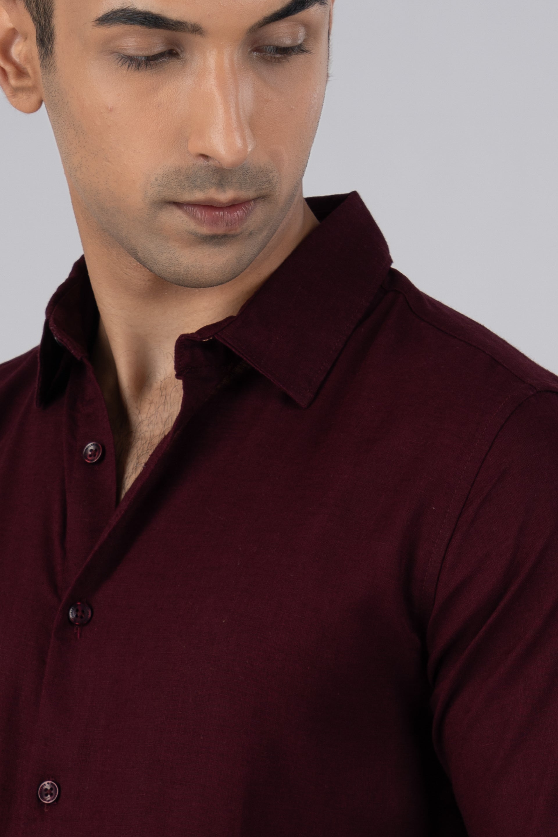 Premium Lyocell Linen Shirt In Maroon