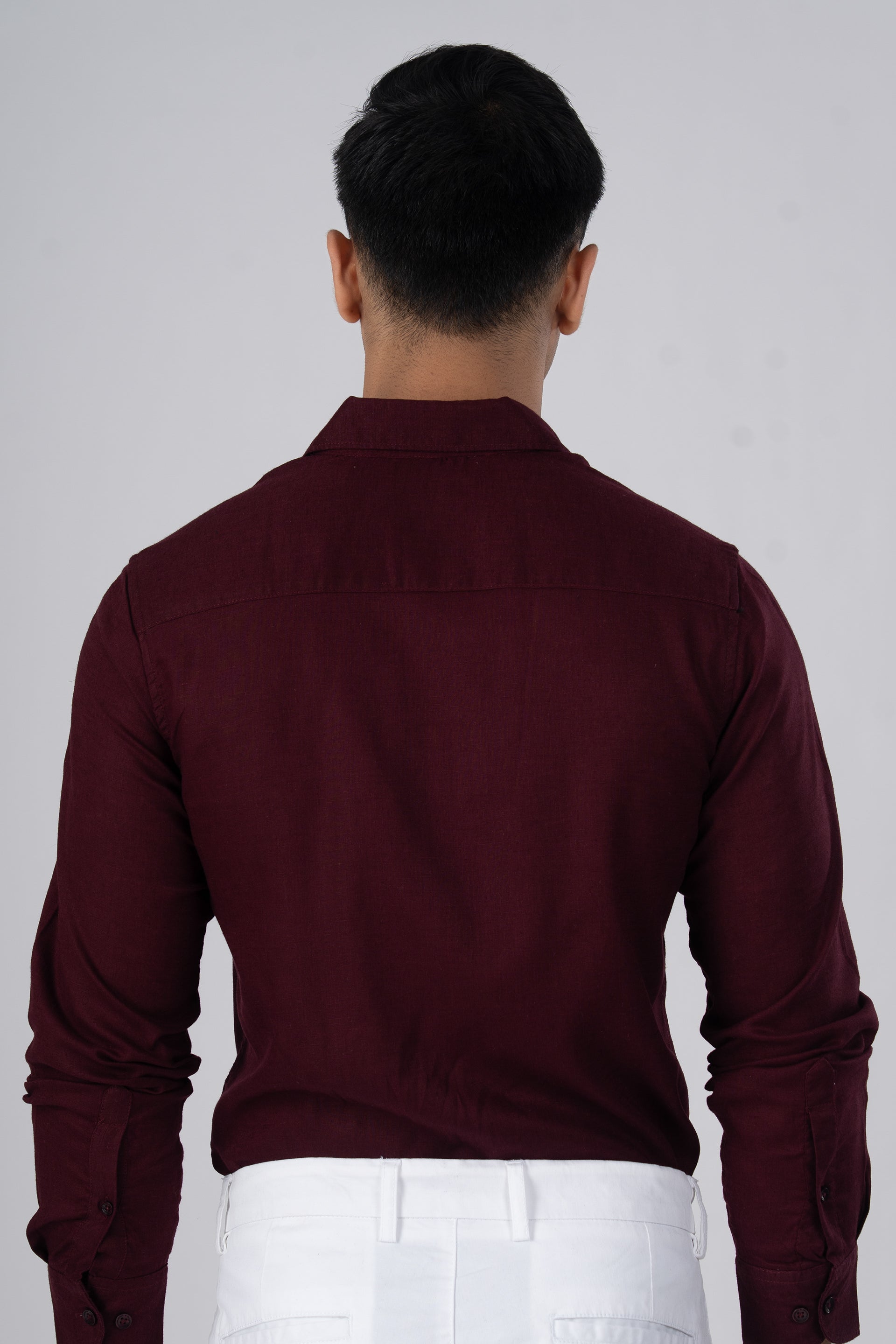 Premium Lyocell Linen Shirt In Maroon